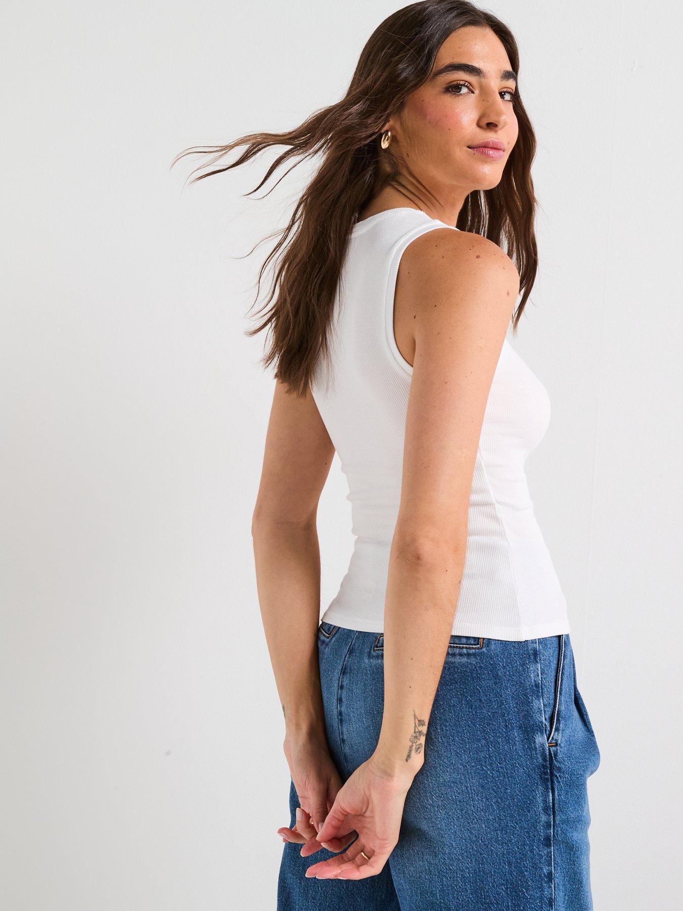 Image 2 of 5 of V by Very Shell Detail Rib Vest - White