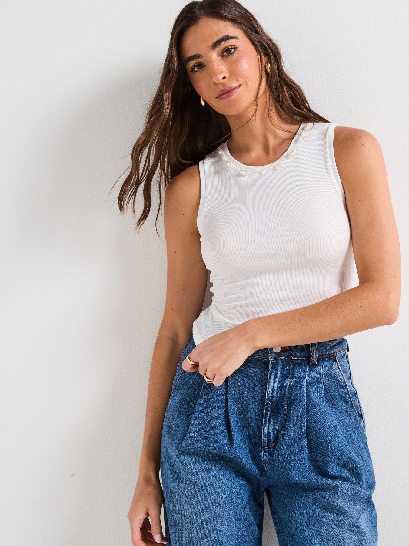 Image 5 of 5 of V by Very Shell Detail Rib Vest - White