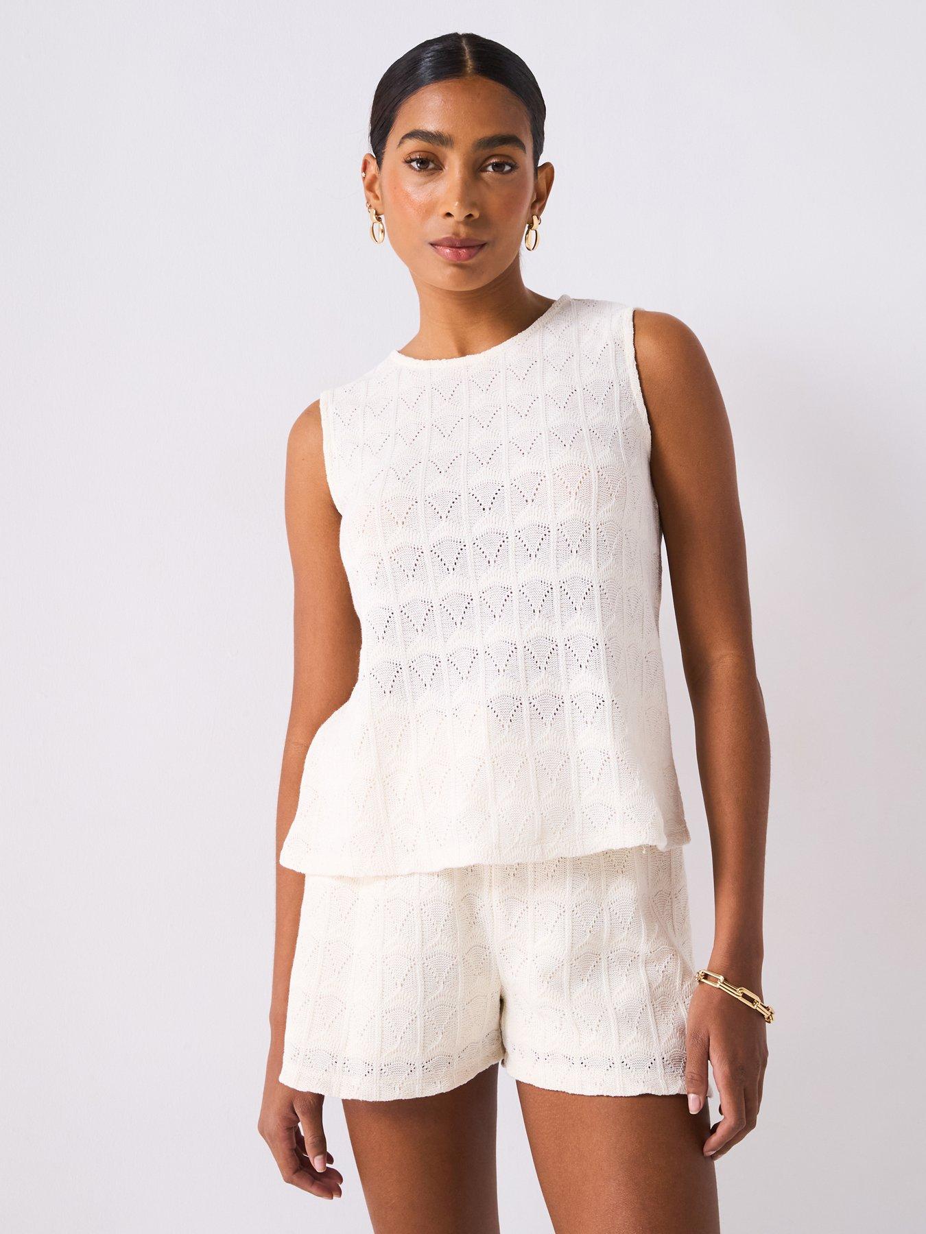 undefined Crochet Knit Vest - Cream
