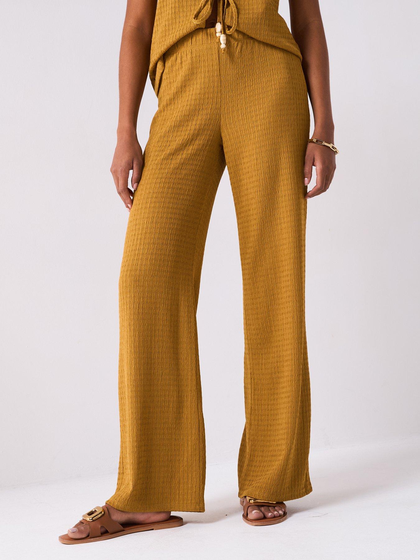 V by Very Textured Wide Leg Trouser Co-Ord - Yellow