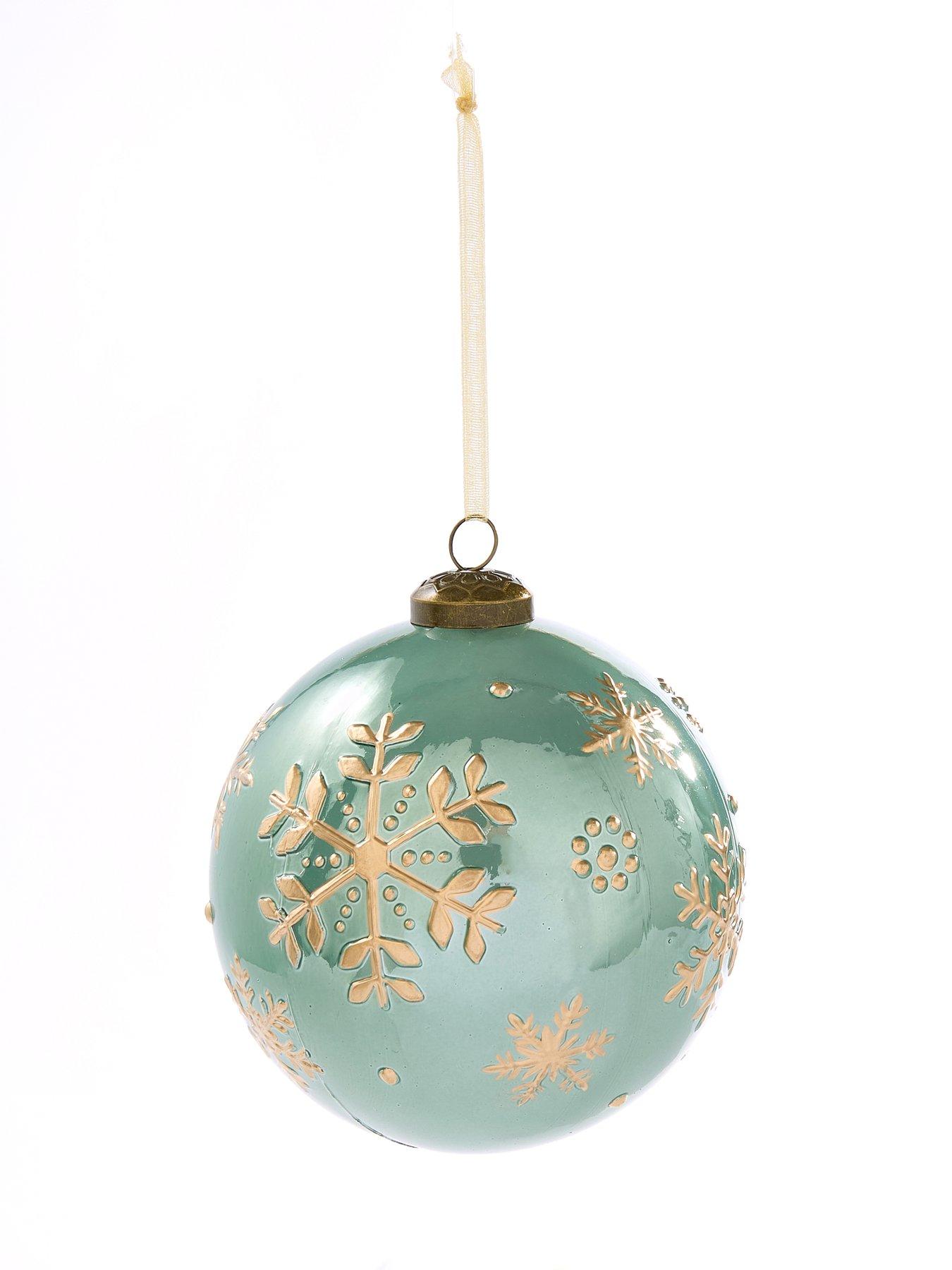Image 3 of 3 of Very Home Set of 9 Green Snowflake Christmas&nbsp;Baubles