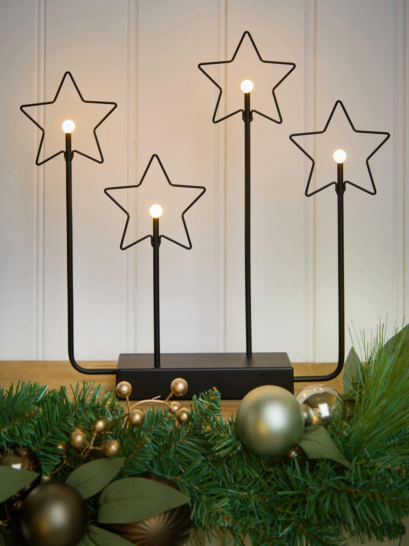 The Very Collection Black Metal Star Candle Lights Christmas Decorations