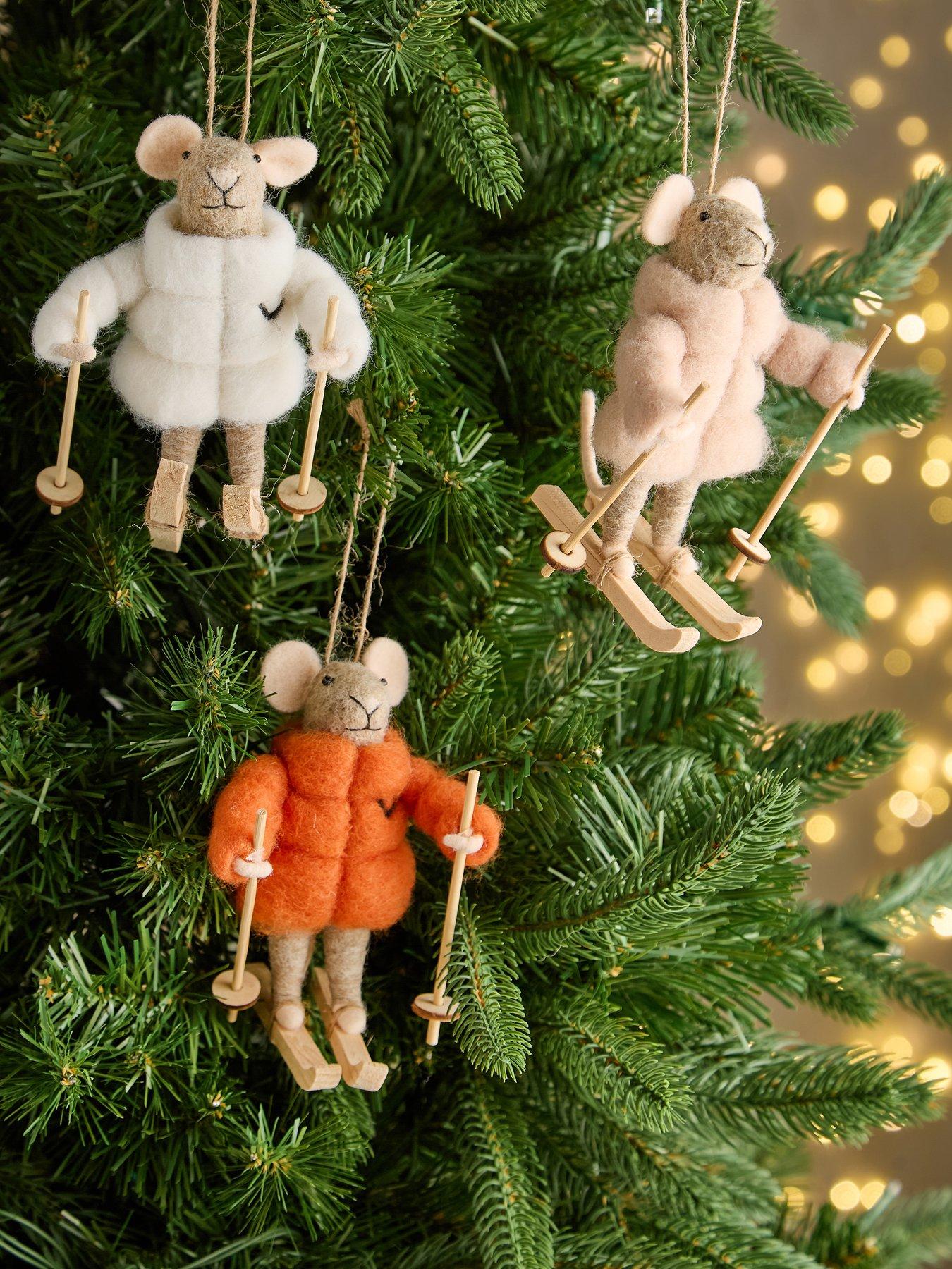 The Very Collection Set of 3 Skiing Mice Christmas Tree Decorations
