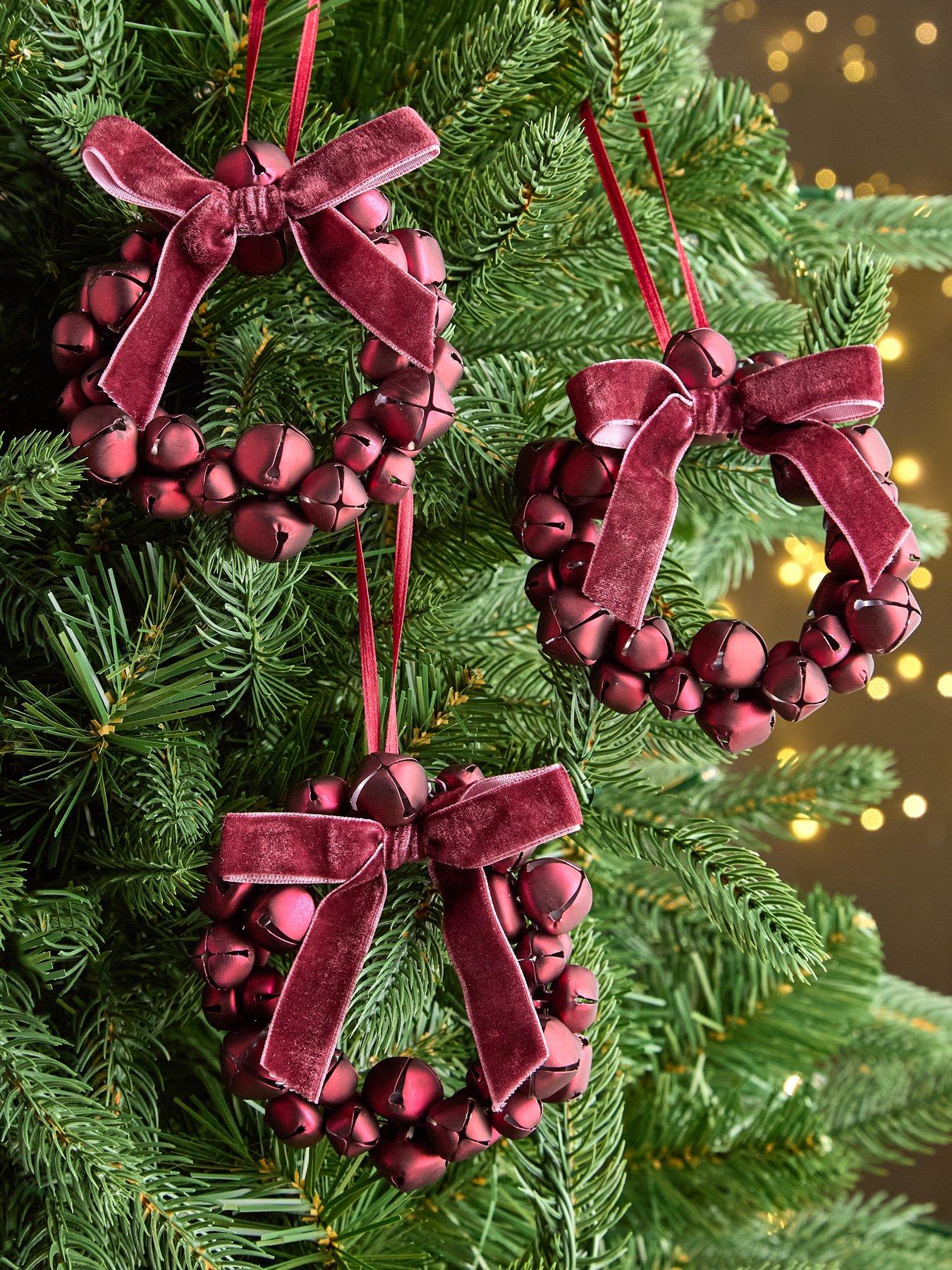 Very Home Pack of 3 Bell Wreath Christmas Tree Ornaments