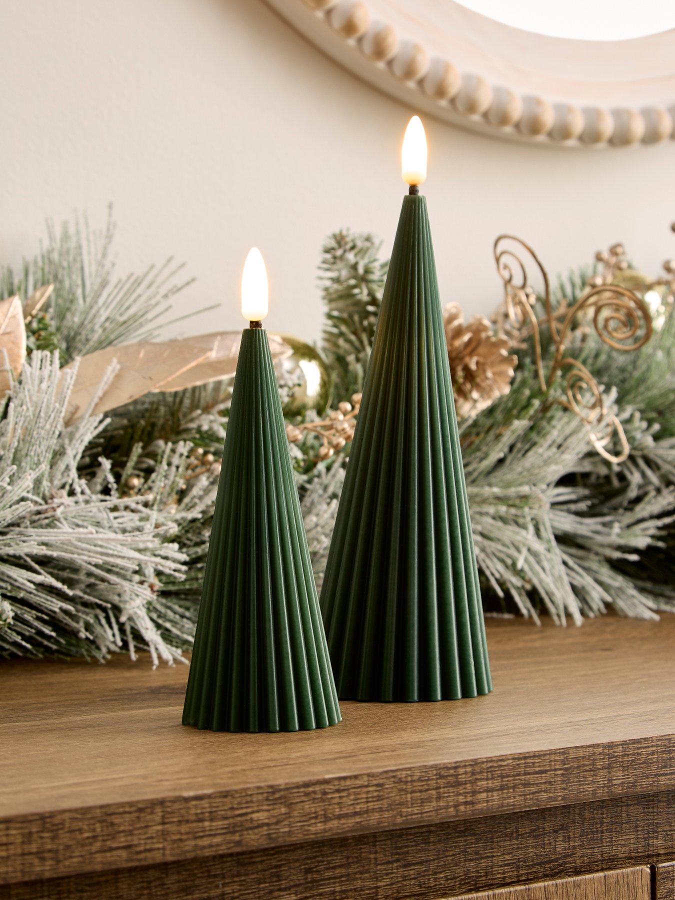 The Very Collection Set Of 2 Tree Shape Led Christmas Candles in Green