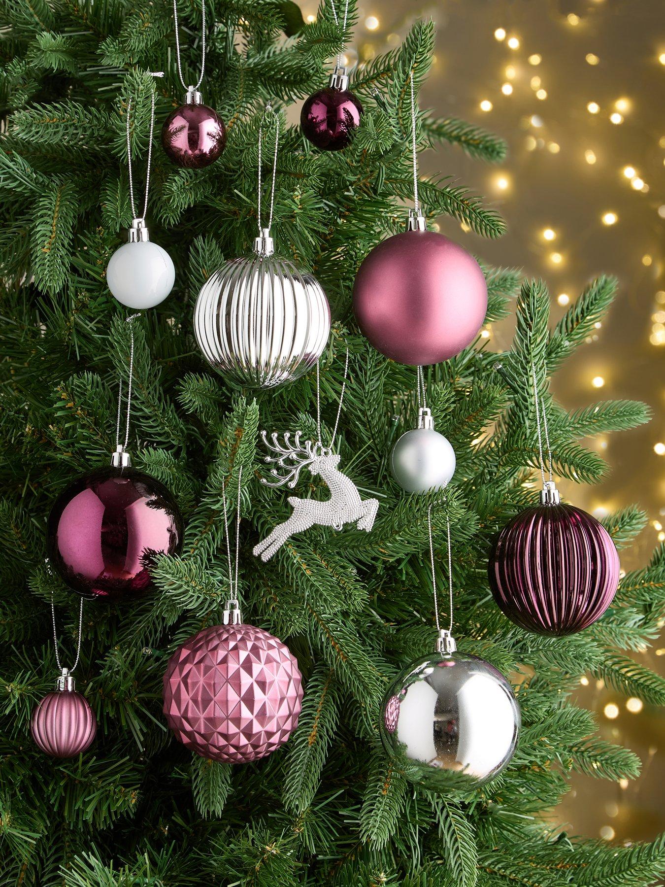 The Very Collection Bumper Pack of 50 Pink and Silver Christmas Tree Decorations