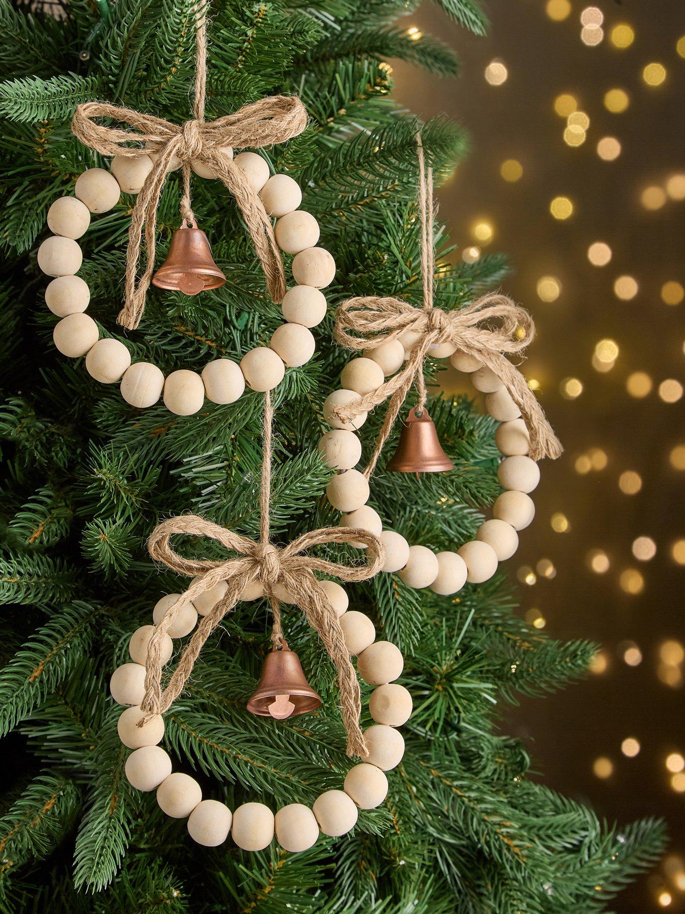 very-home-set-of-3-beaded-woodennbspwreath-christmas-tree-decorationsfront