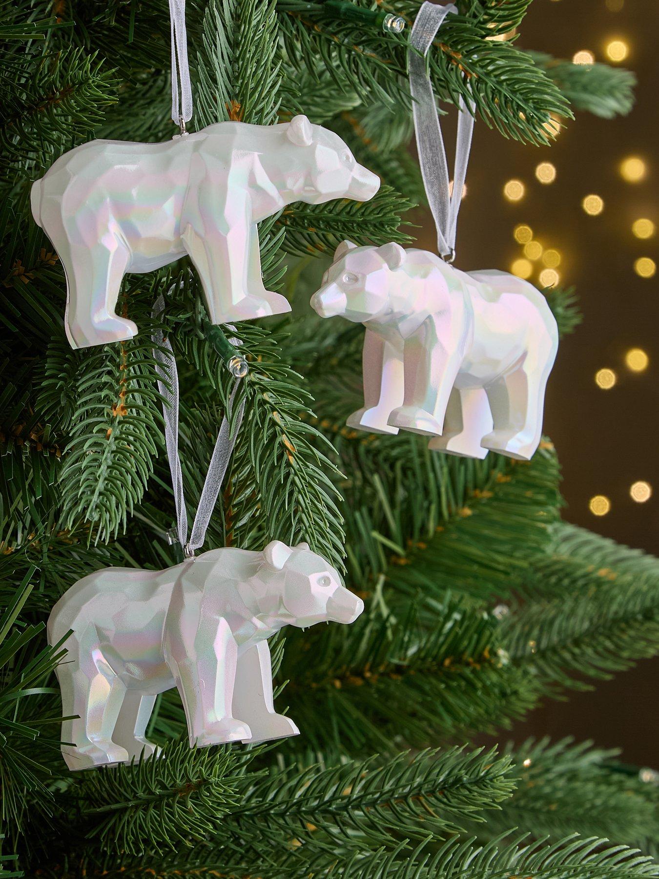 very-home-set-of-3-iridescent-polar-bear-christmasnbsptree-decorations