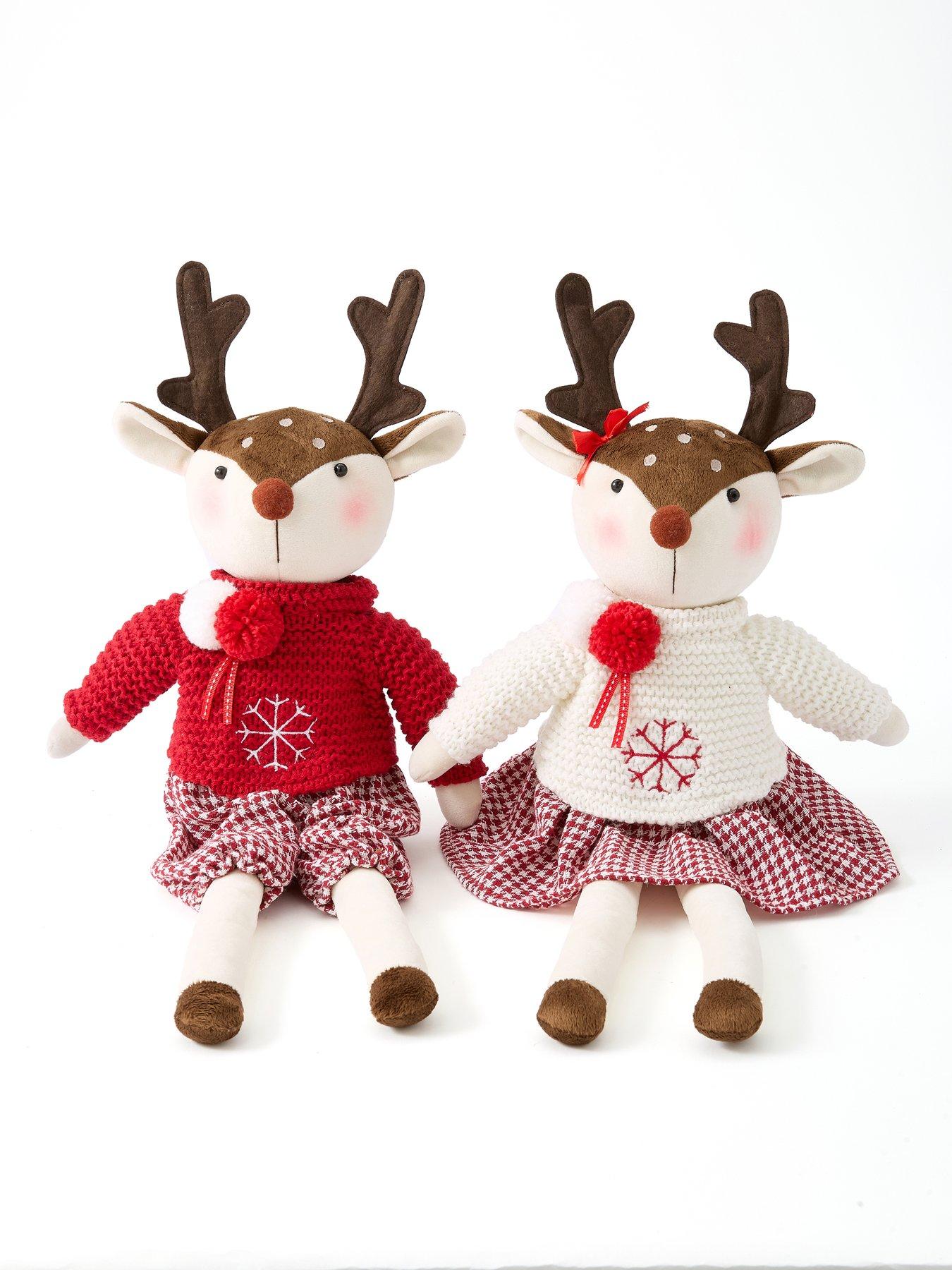 very-home-set-of-2-plush-reindeer-christmas-decorationsstillFront