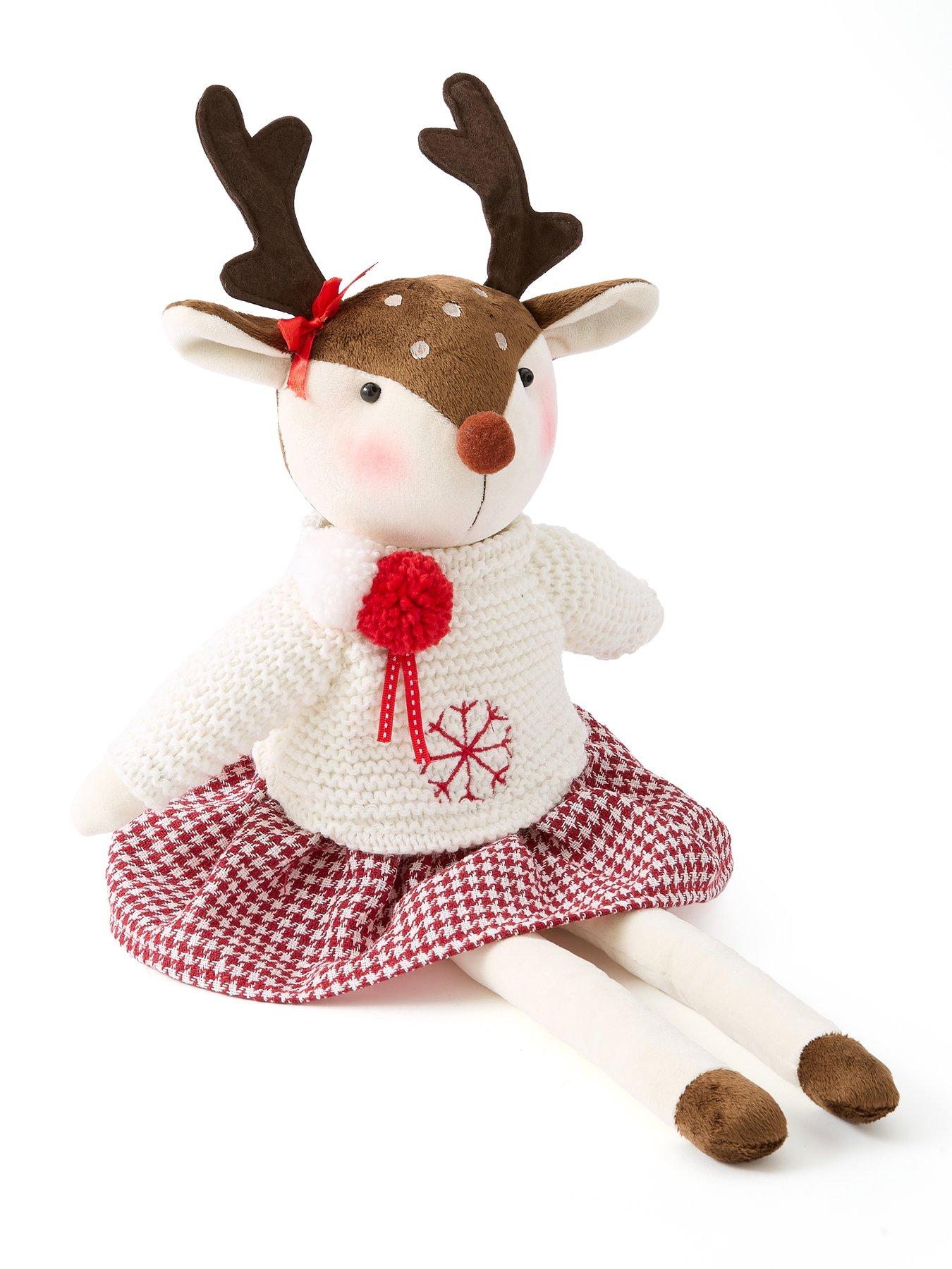 very-home-set-of-2-plush-reindeer-christmas-decorationsdetail