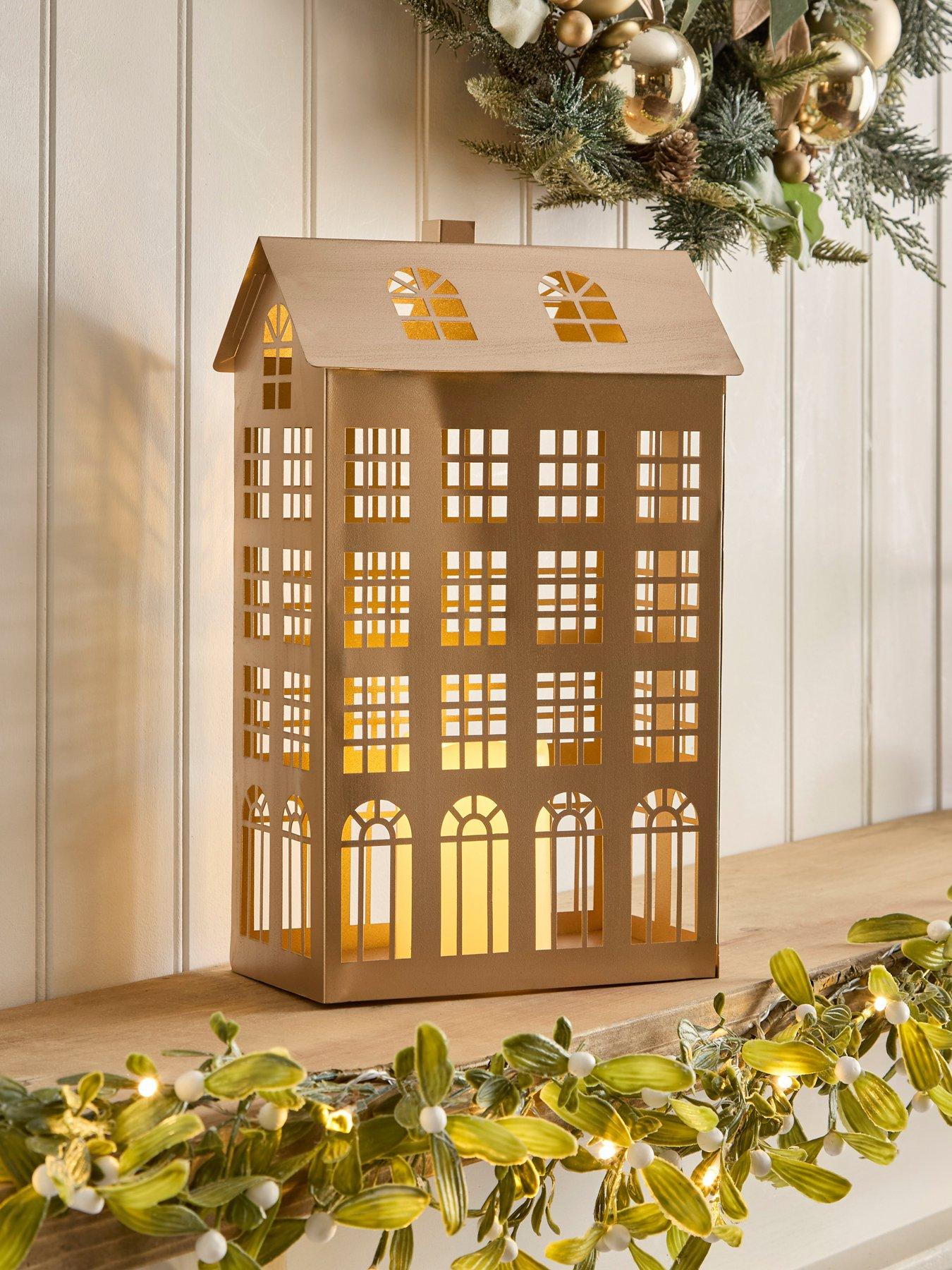 Very Home Elegant Townhouse Tealight Holder Christmas Decoration - 23 x 32 cm