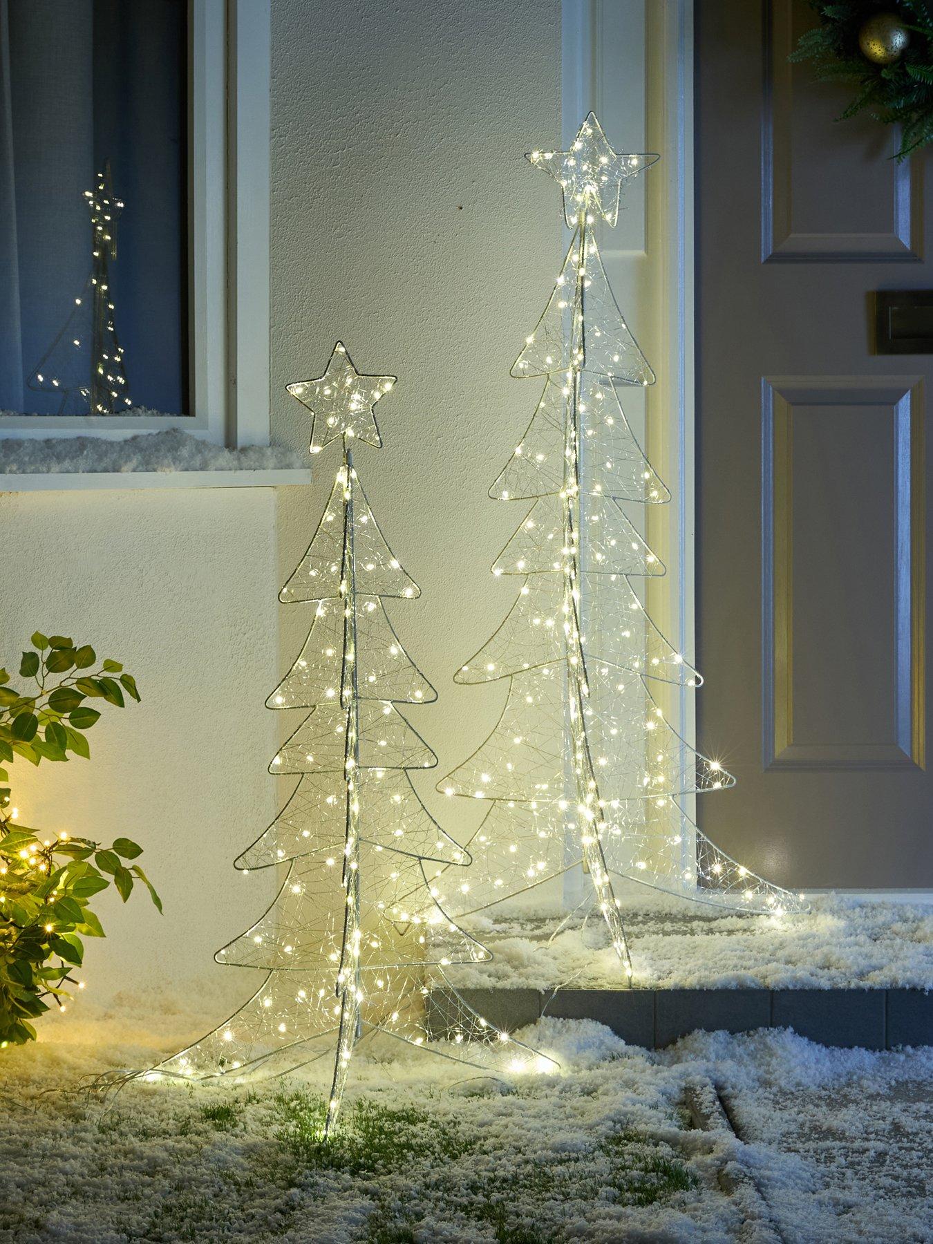 Very Home Set of 2 Metal Christmas Tree Outdoor Lights