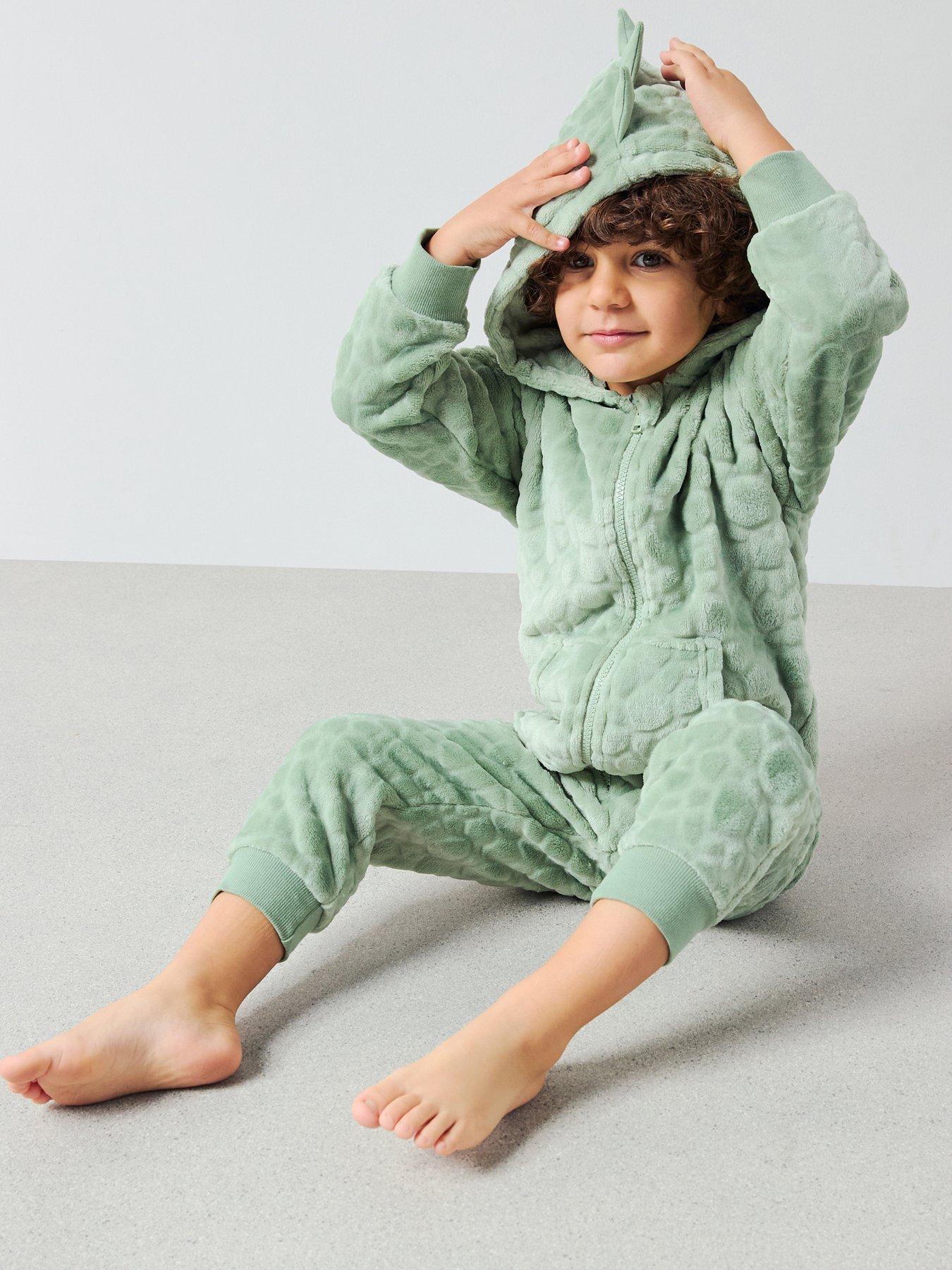The Very Collection Boys Fleece Novelty Dino All-In-One - Green