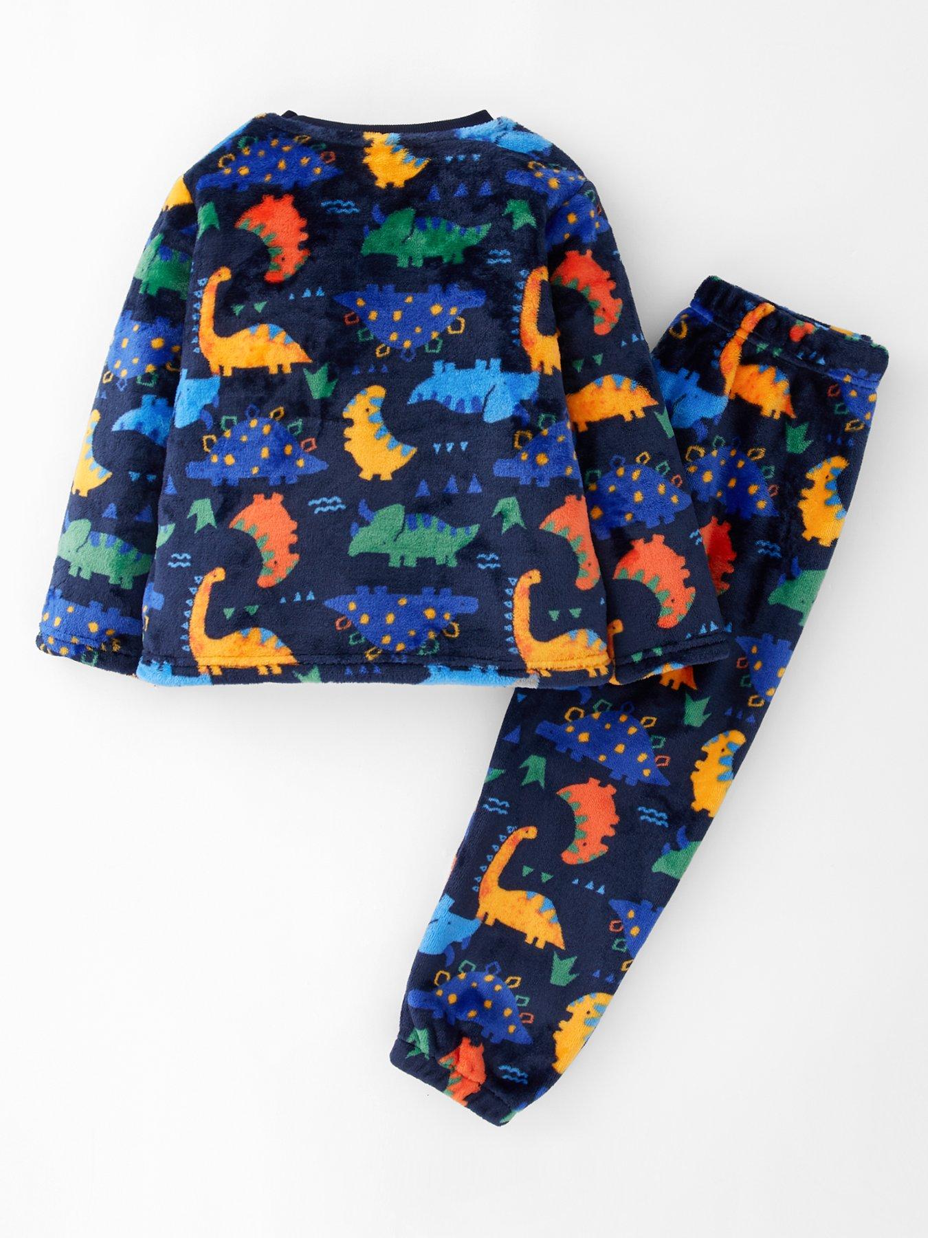 Image 2 of 5 of The Very Collection Boys Fleece Dinosaur All Over Print Pyjama Set - Multi