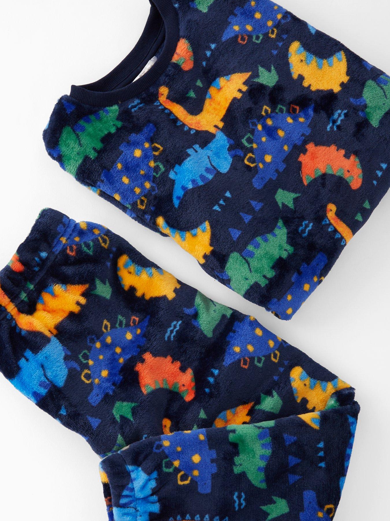 Image 5 of 5 of The Very Collection Boys Fleece Dinosaur All Over Print Pyjama Set - Multi