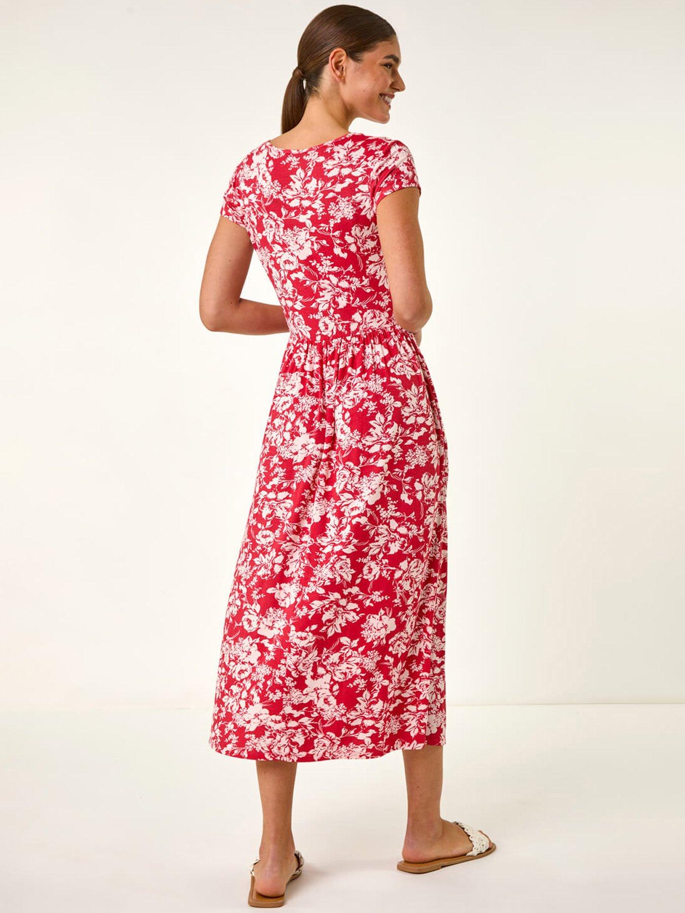 roman-floral-print-stretch-midi-dress-redstillFront
