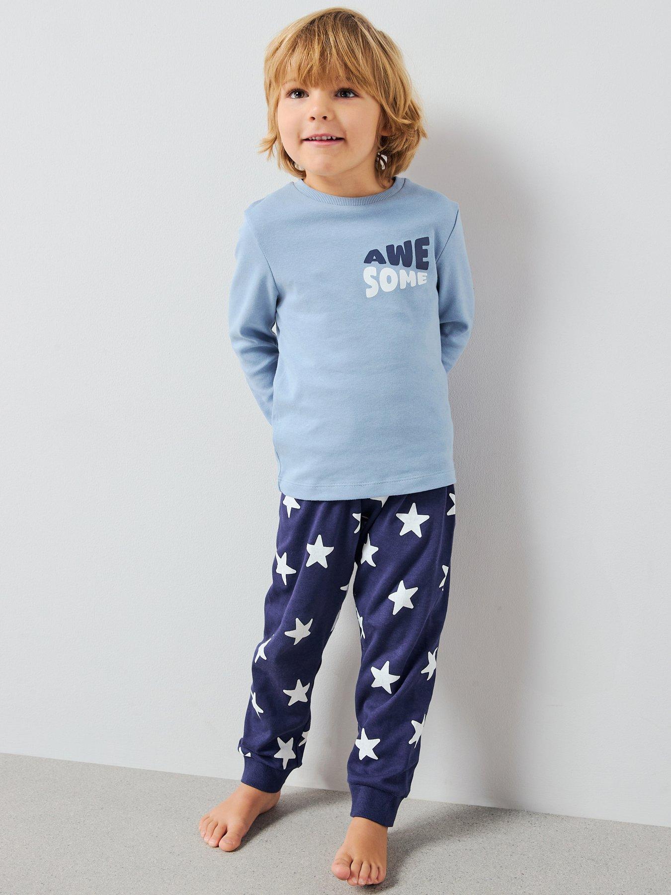 The Very Collection Boys Awesome Star Print Bottom Pyjama Set - Blue