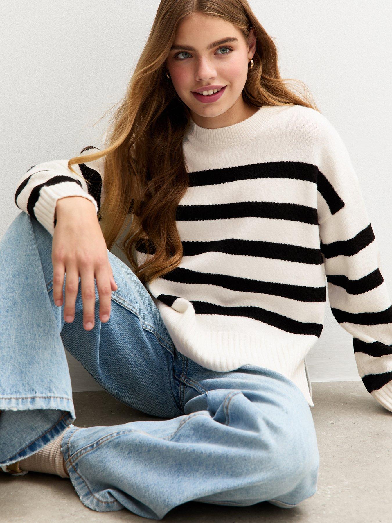 new-look-915-girls-white-striped-side-slit-jumper