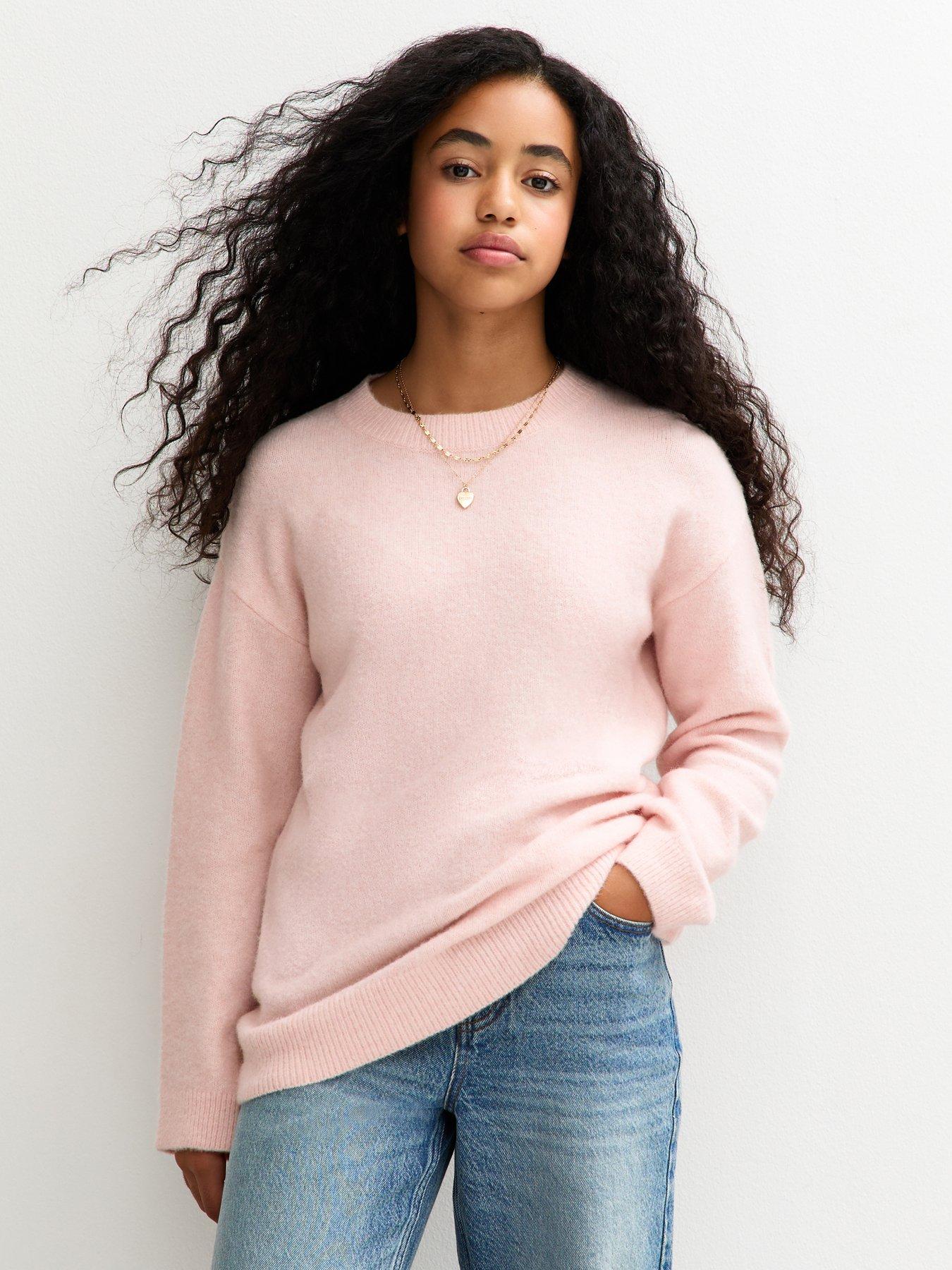 New Look 915 Girls Brushed Longline Jumper - Light Pink