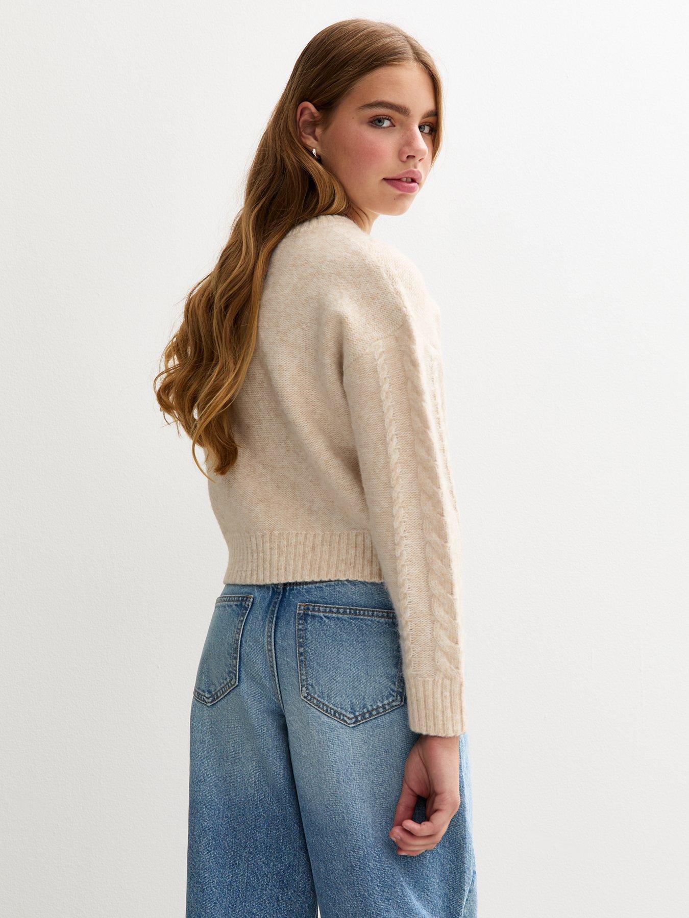 new-look-915-girls-cable-knit-jumper-creamstillFront