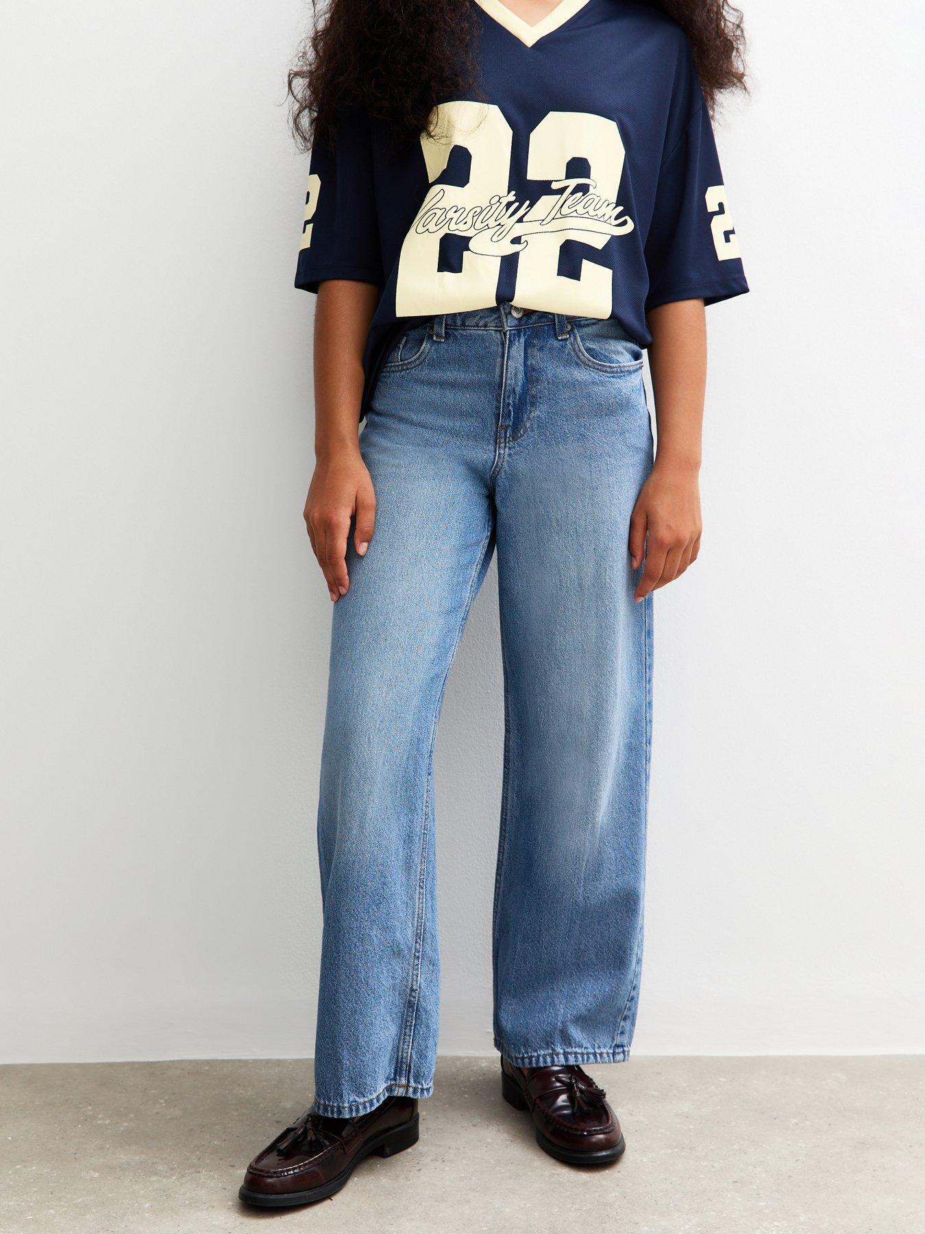 New Look 915 Girls Mid Wash Skater Jeans - Blue