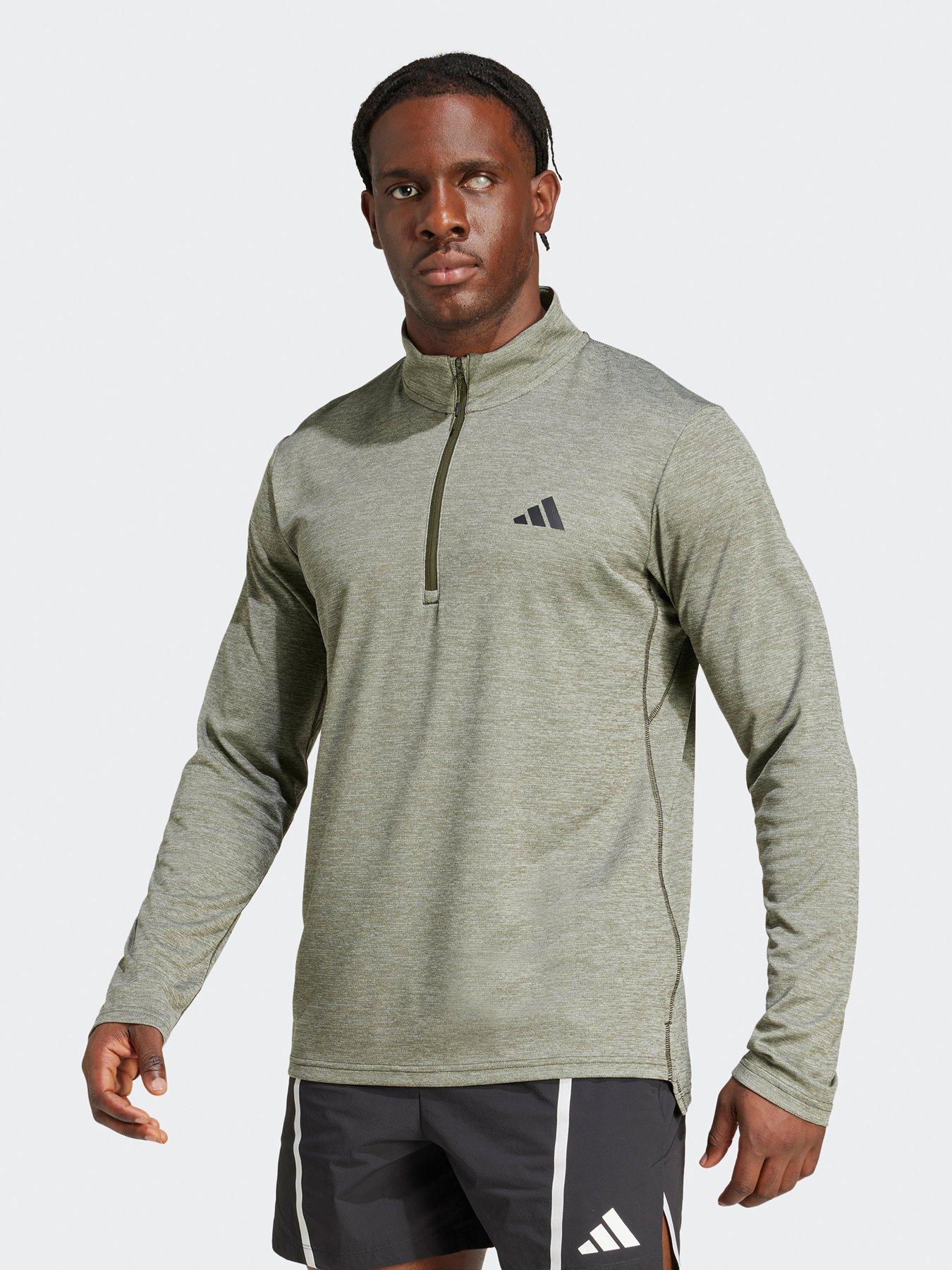 adidas Mens Training Essentials 1/4 Zip Top - Khaki