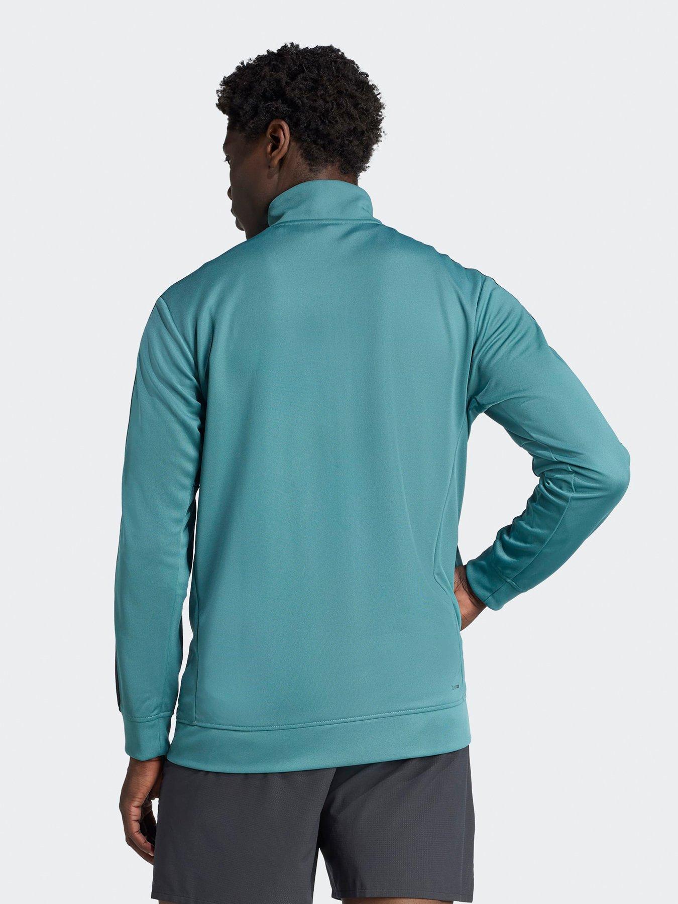adidas-mens-training-essentials-3-stripe-tracksuit-top-greenstillFront