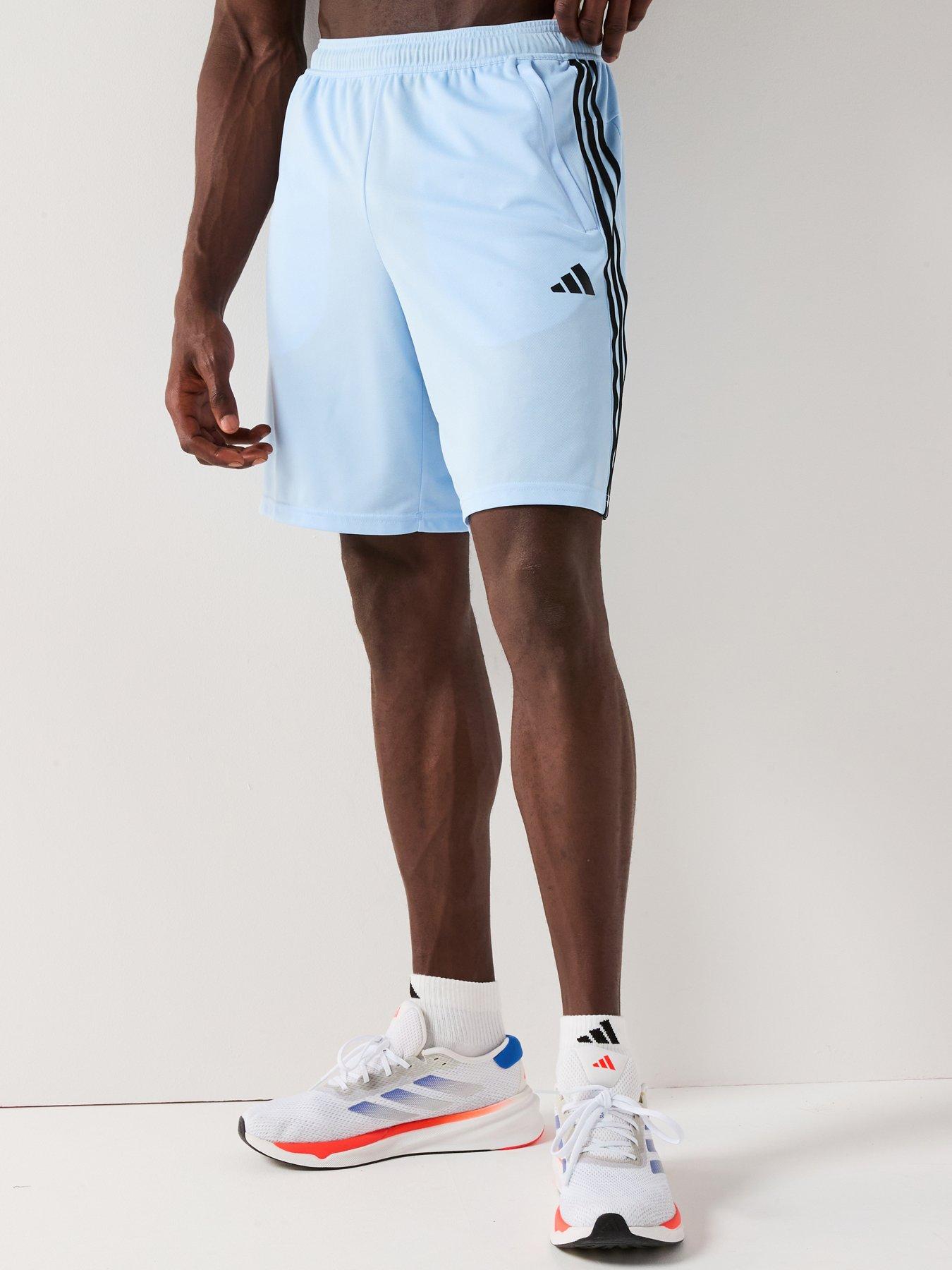 adidas-mens-training-essentials-pique-3-stripe-shorts-blue