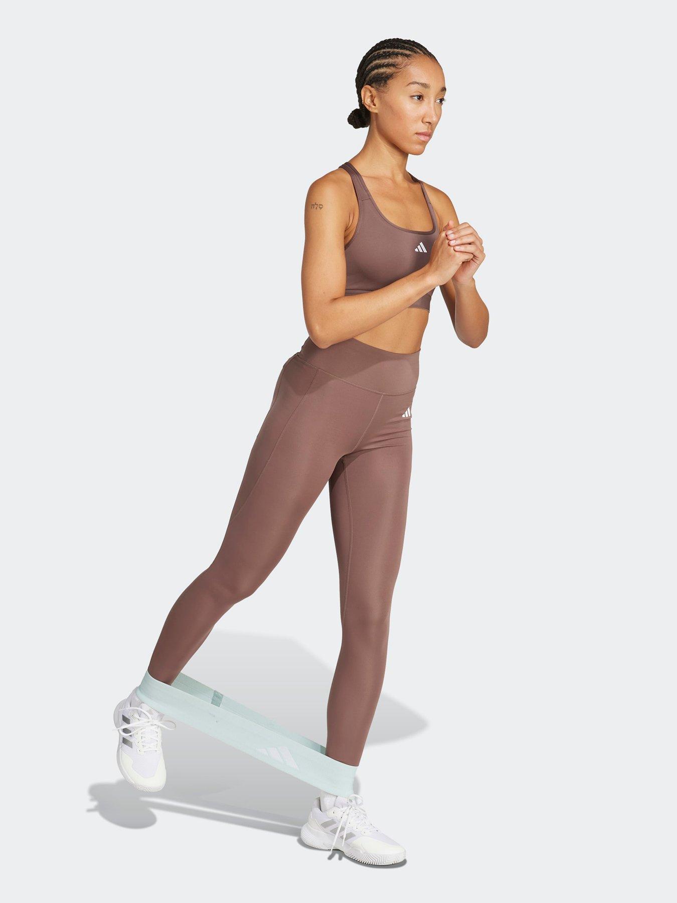 Image 3 of 5 of adidas Womens Training Optime Essentials 1/1 Tights - Brown