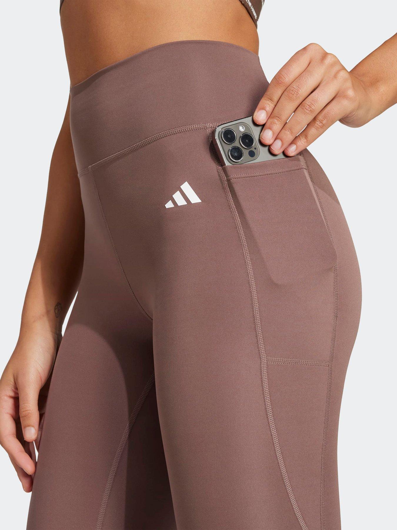Image 4 of 5 of adidas Womens Training Optime Essentials 1/1 Tights - Brown