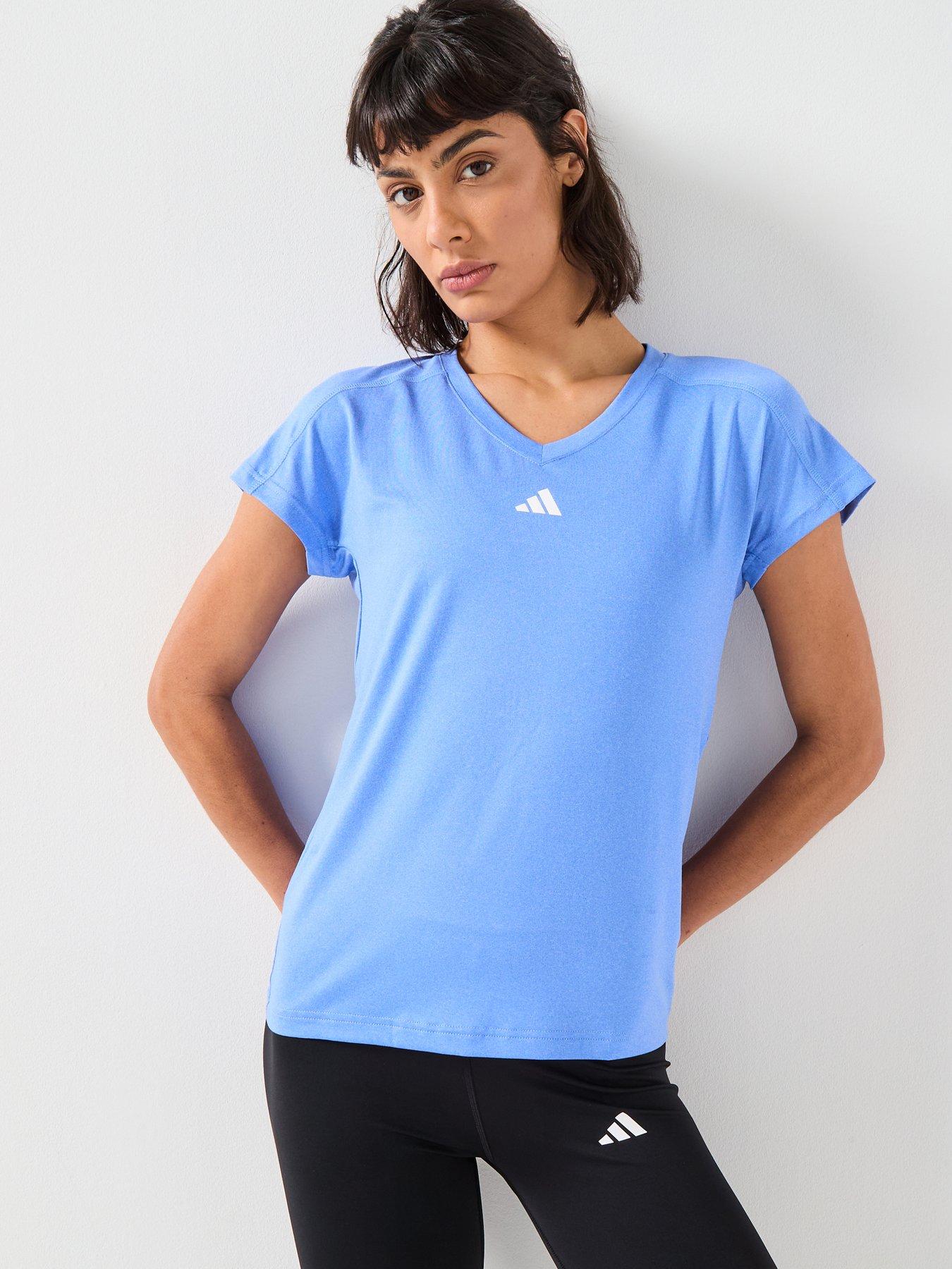 adidas Womens Training V Neck T-Shirt - Blue