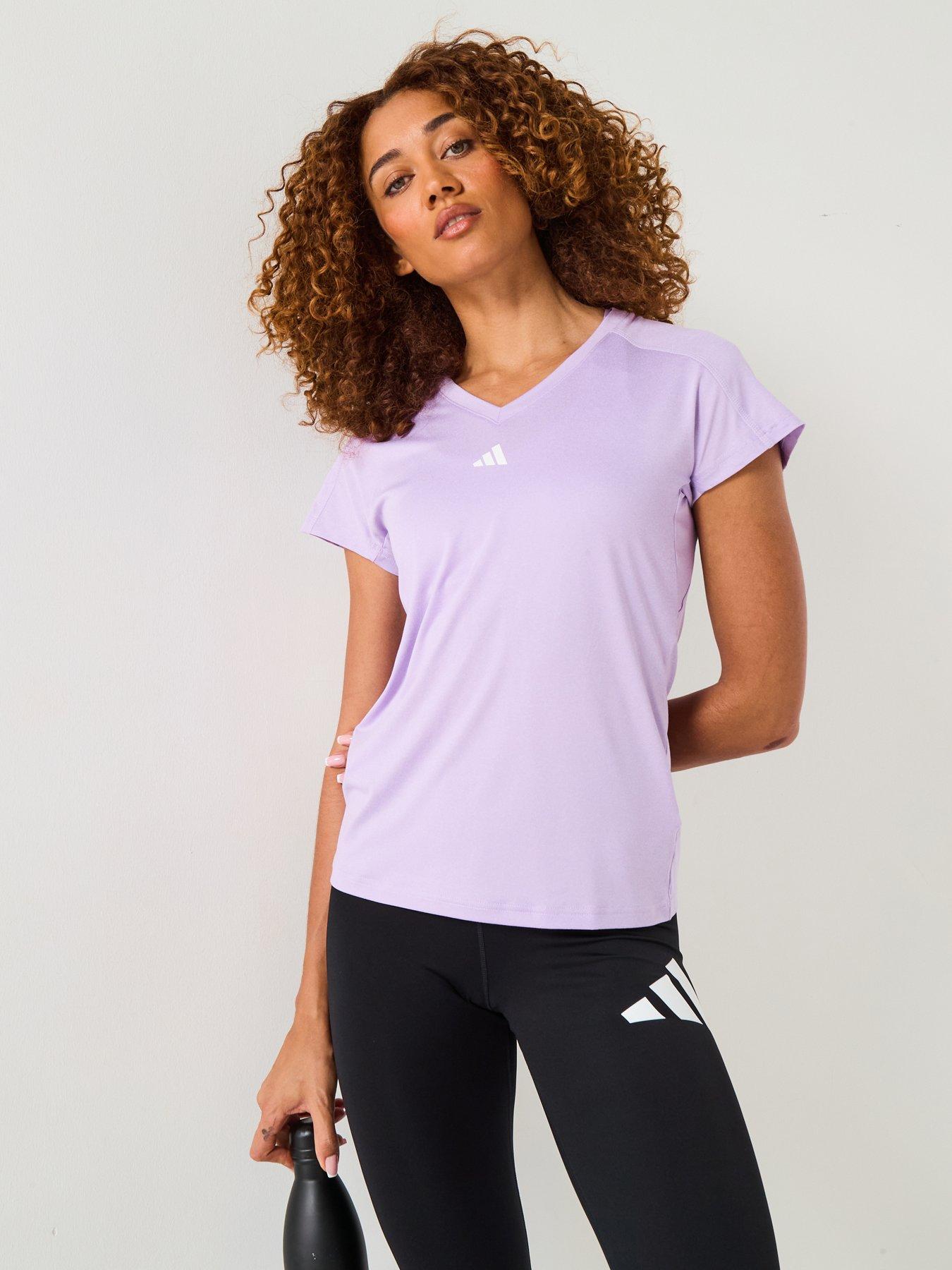 adidas Womens Training V Neck T-Shirt - Purple