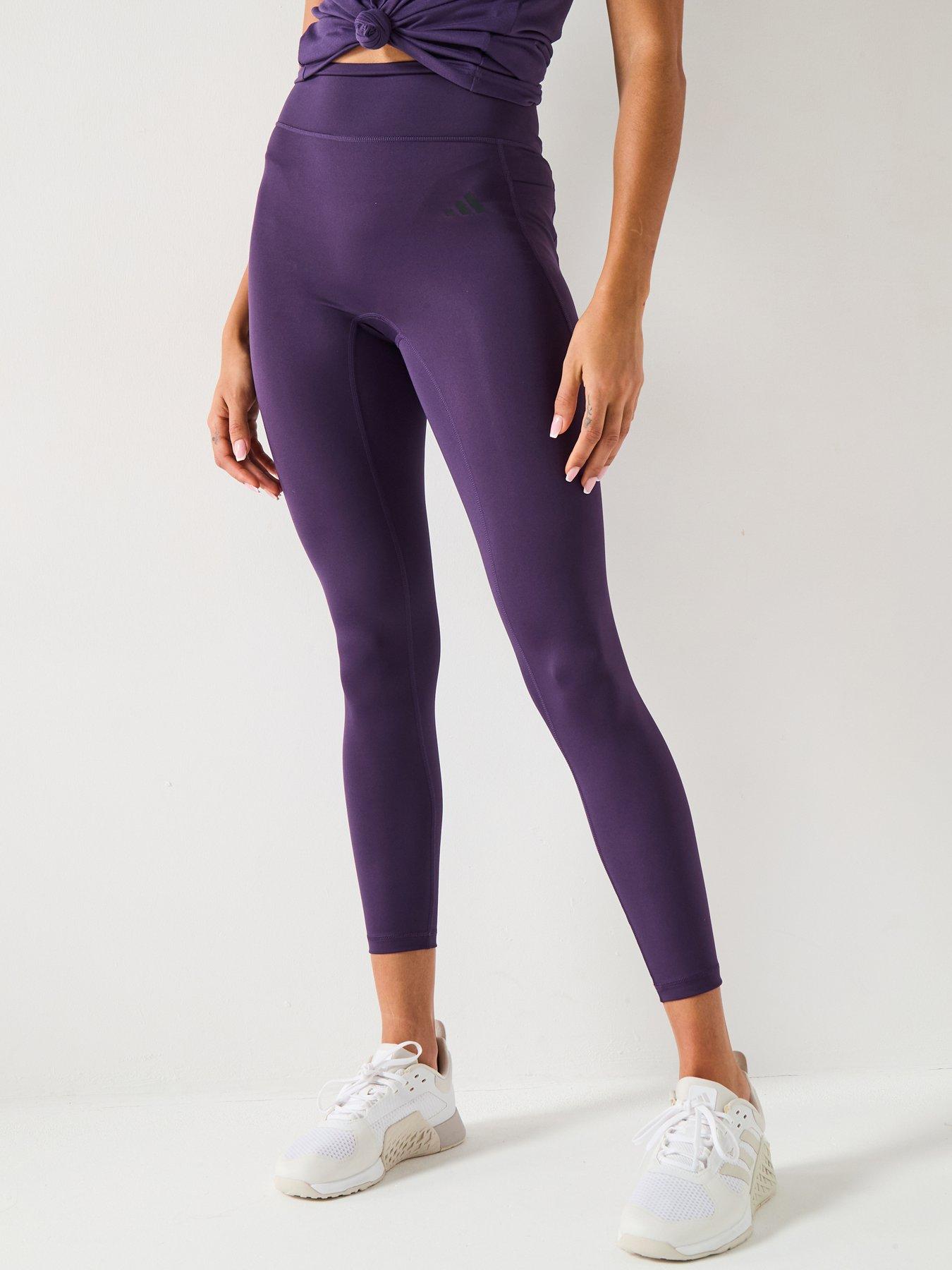 adidas Womens Training Optime Essentials No Seam Tights - Purple