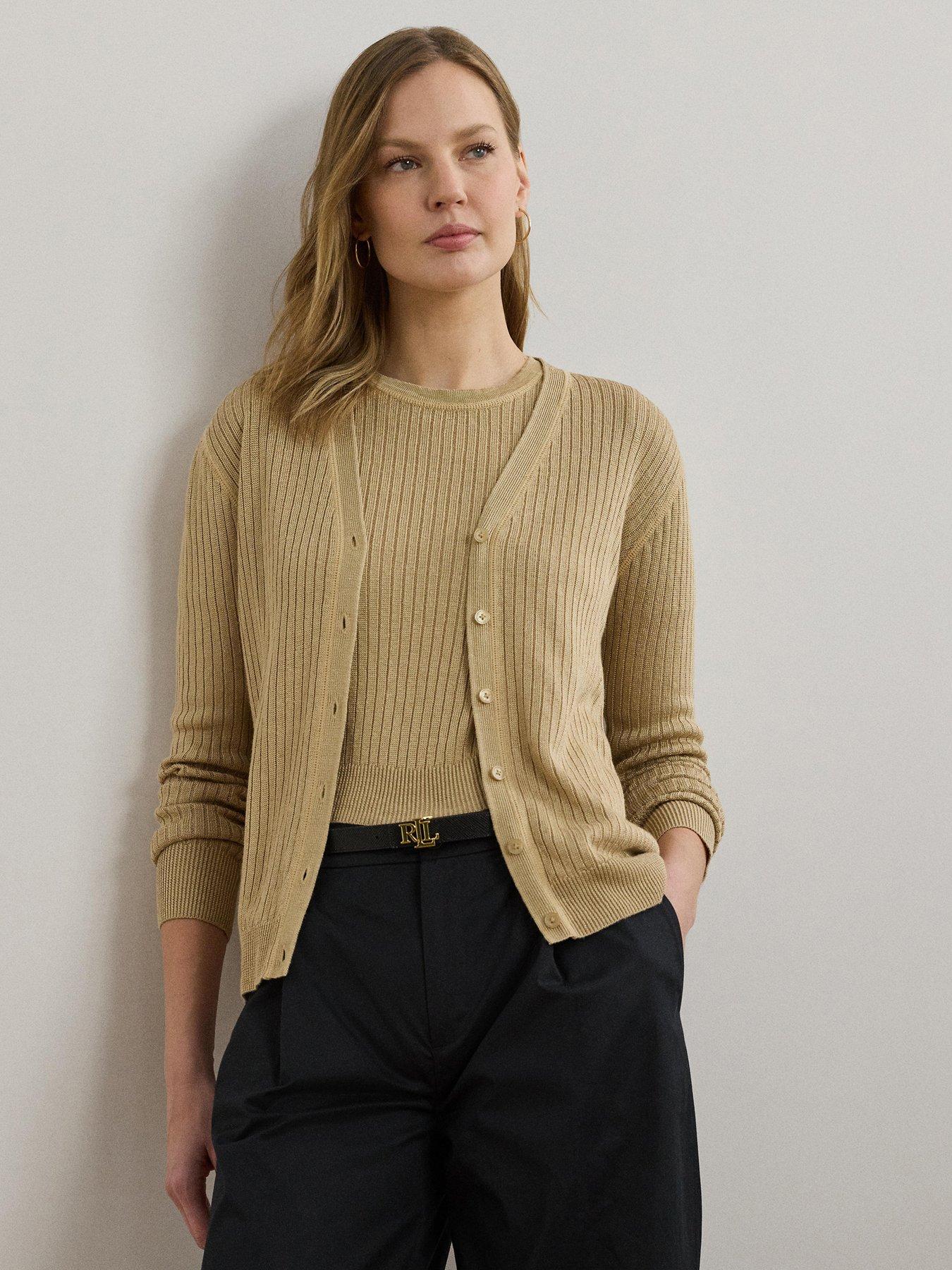 Lauren by Ralph Lauren Danzel Long Sleeve Cardigan - Beige