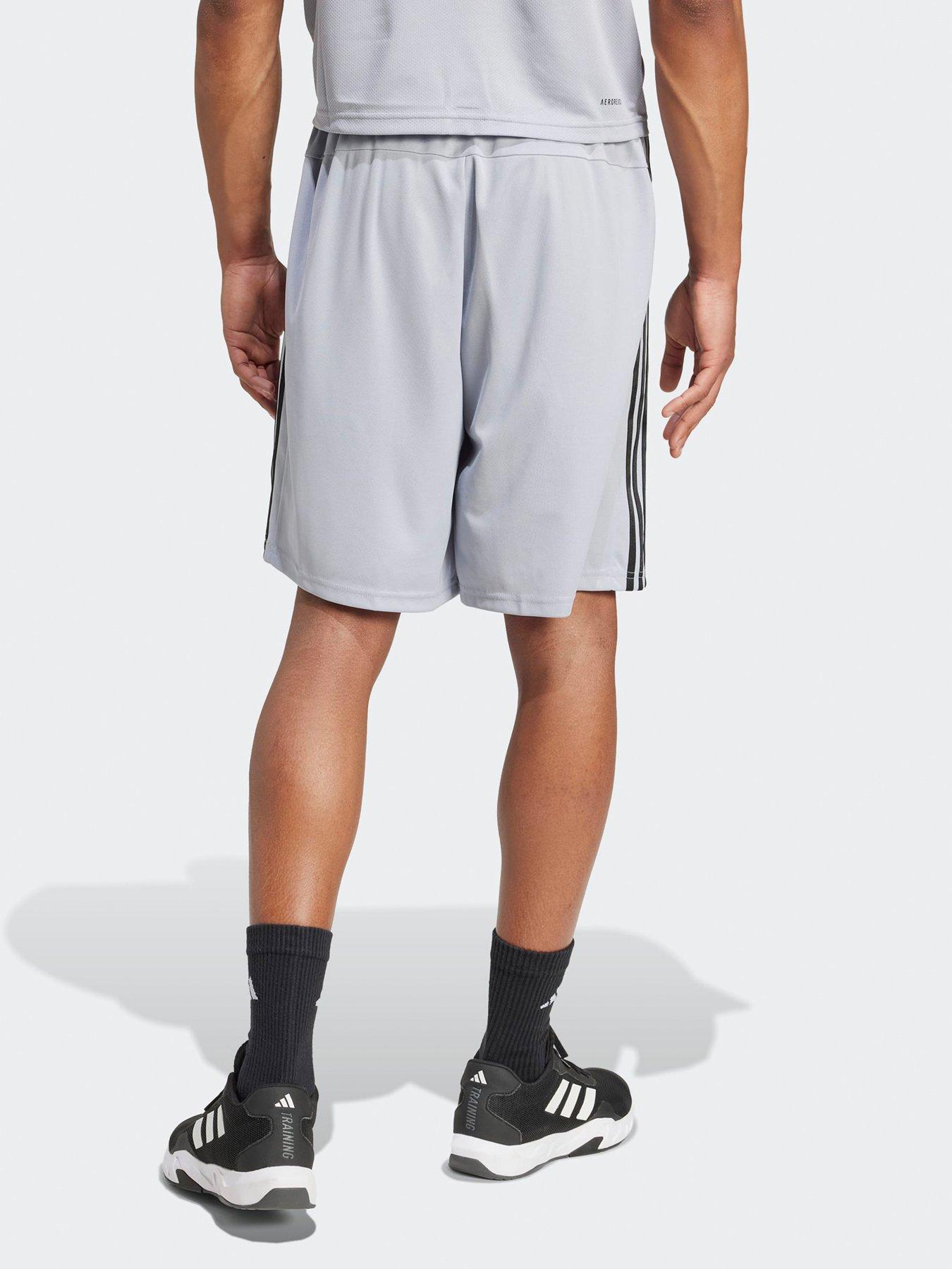 adidas-mens-training-essentials-pique-3-stripe-shorts-greystillFront