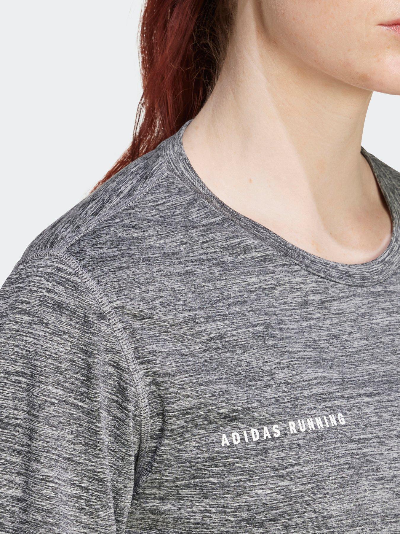 Image 4 of 5 of adidas Womens Running Own The Run Melange T-Shirt - Grey