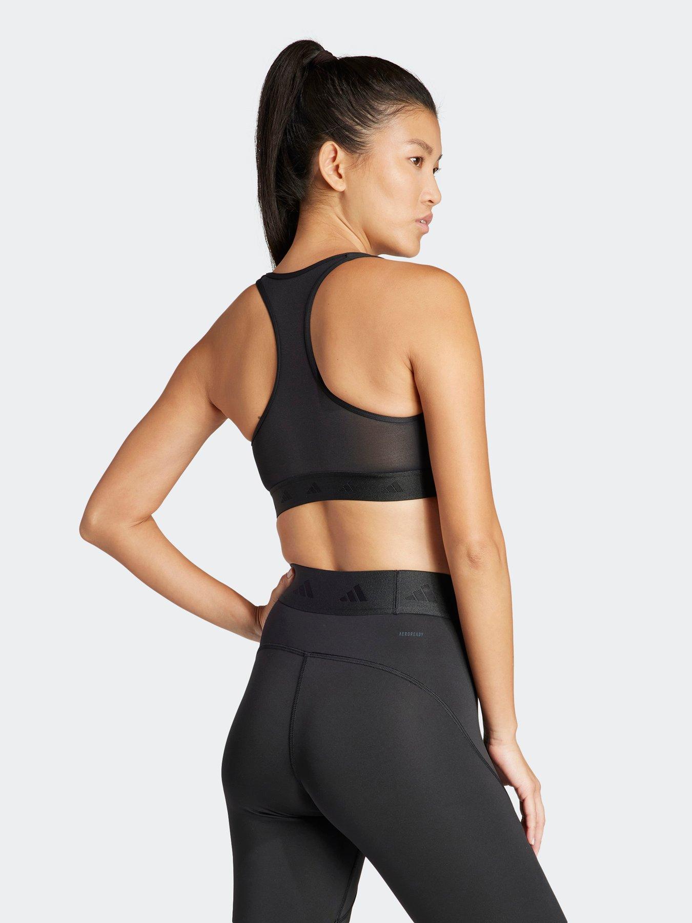 Image 2 of 4 of adidas Womens Training Hyperglam Mid Support C-D Cup Sports Bra - Black