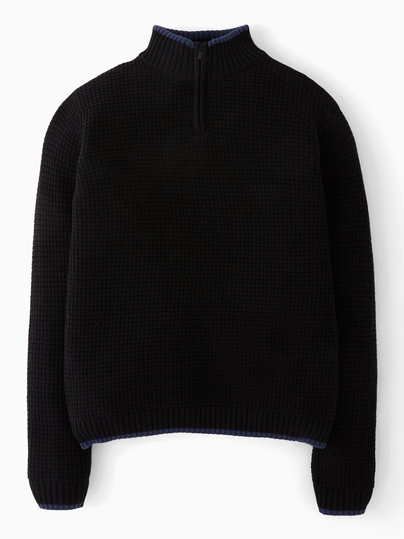 Image 1 of 4 of The Very Collection Boys Long Sleeve Rib Knit Half Zip Jumper - Black