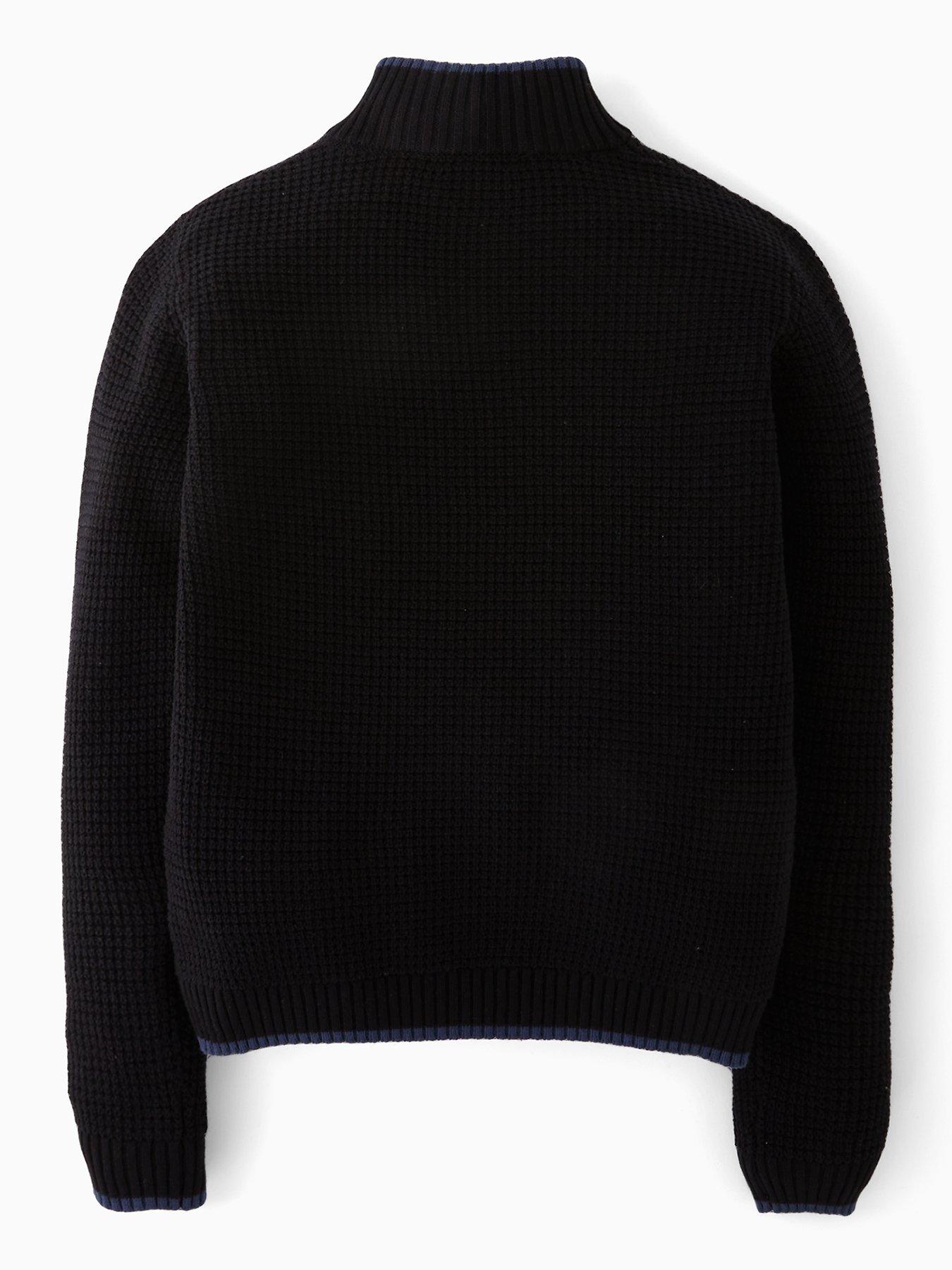 Image 2 of 4 of The Very Collection Boys Long Sleeve Rib Knit Half Zip Jumper - Black