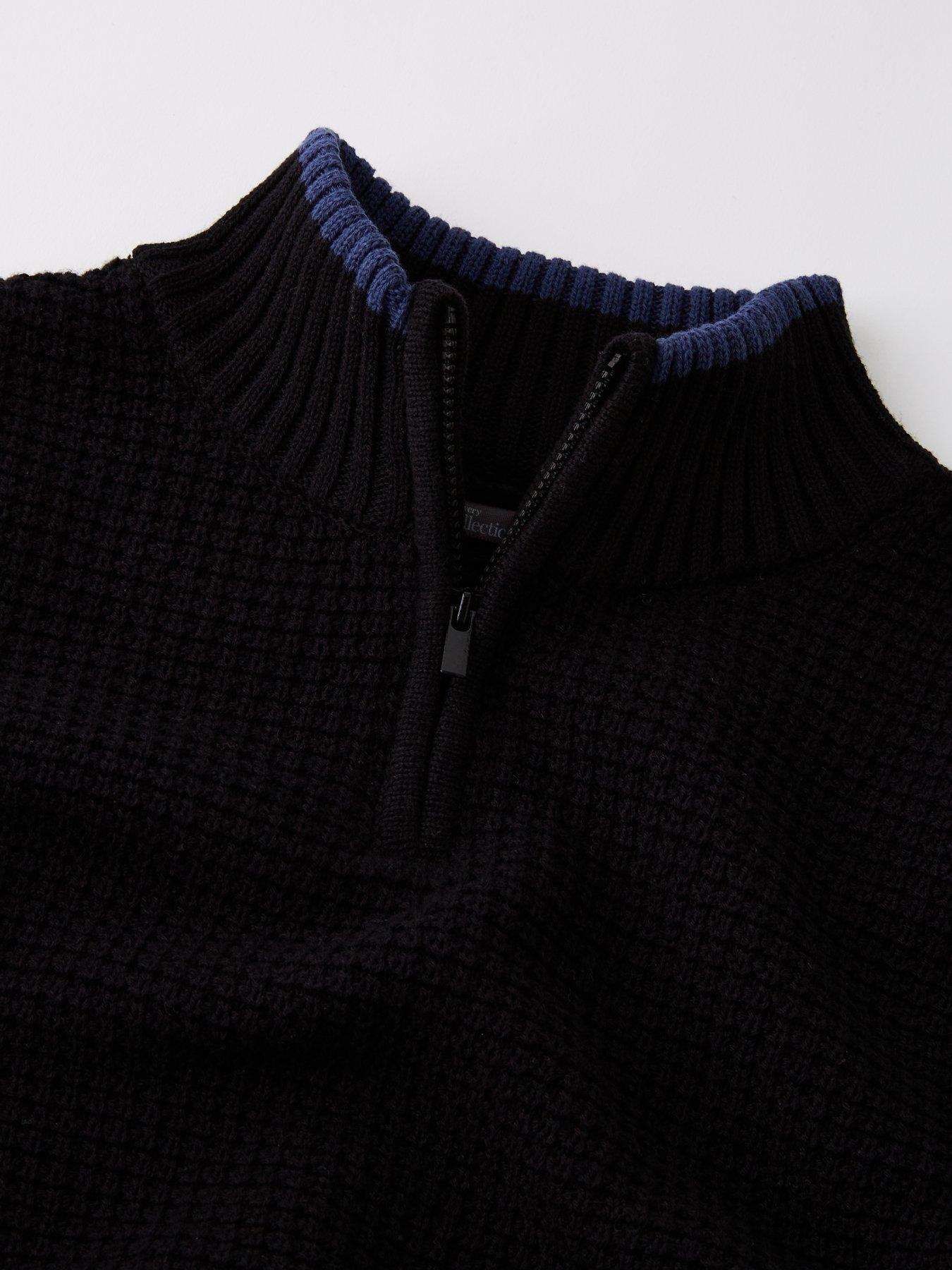 Image 3 of 4 of The Very Collection Boys Long Sleeve Rib Knit Half Zip Jumper - Black
