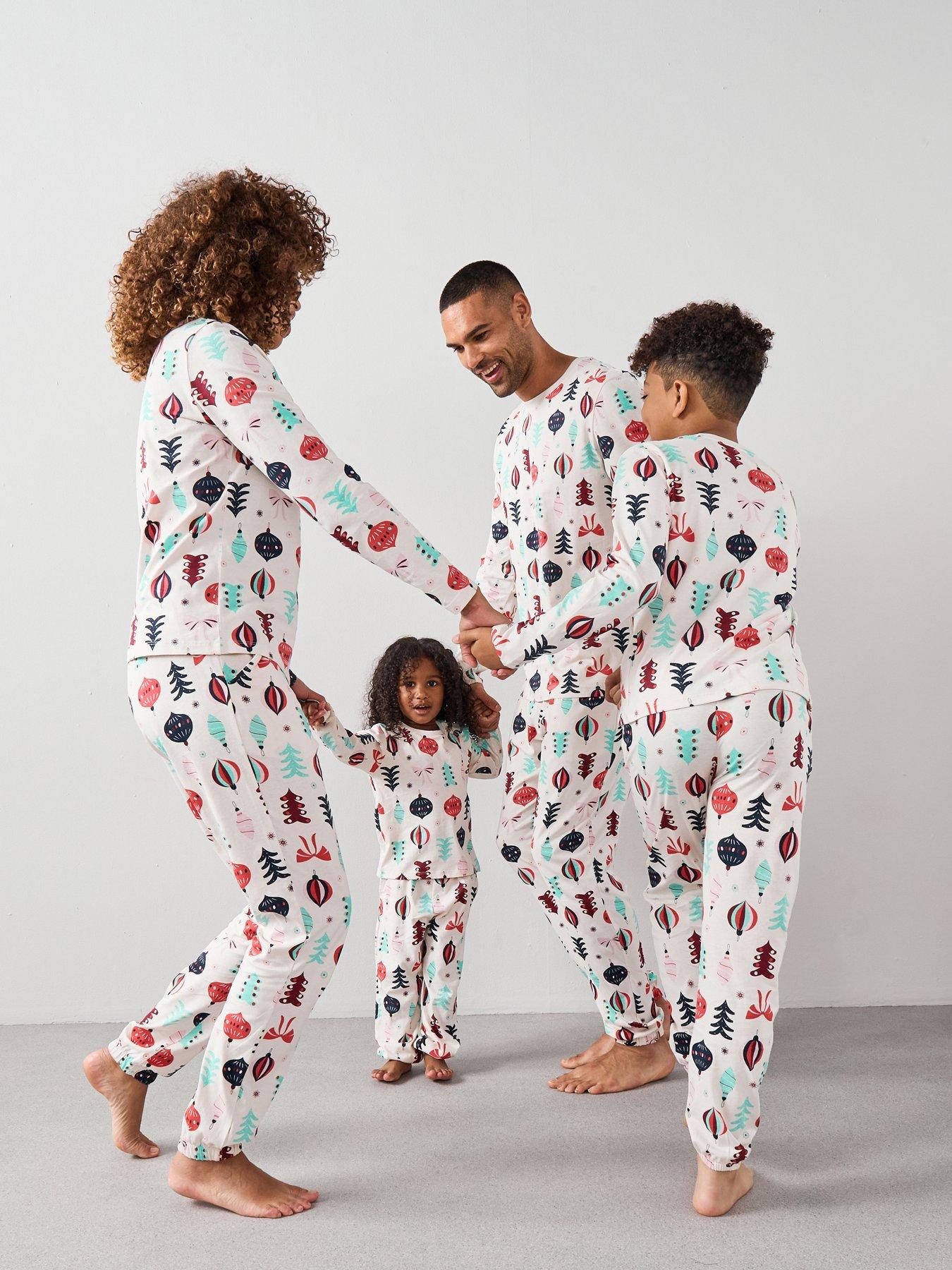 The Very Collection Kids Family Christmas Pj Decoration Long Sleeve T-shirt With Jogger Set - Multi