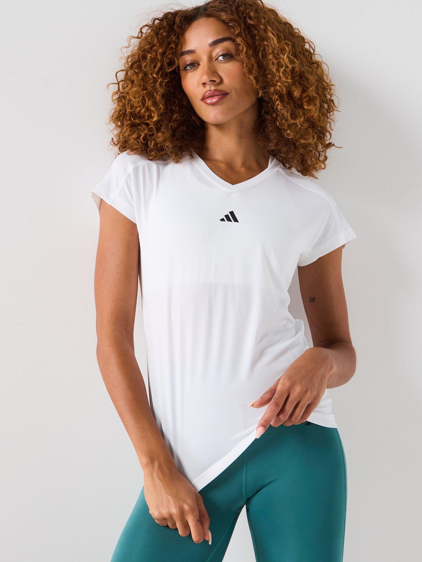adidas Womens Training V Neck T-Shirt - White