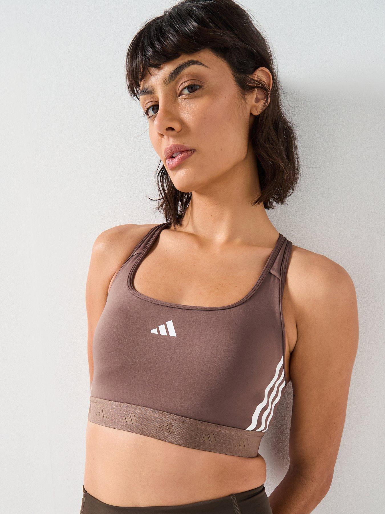 adidas Womens Training Hyperglam Mid Support C-D Cup Sports Bra - Brown