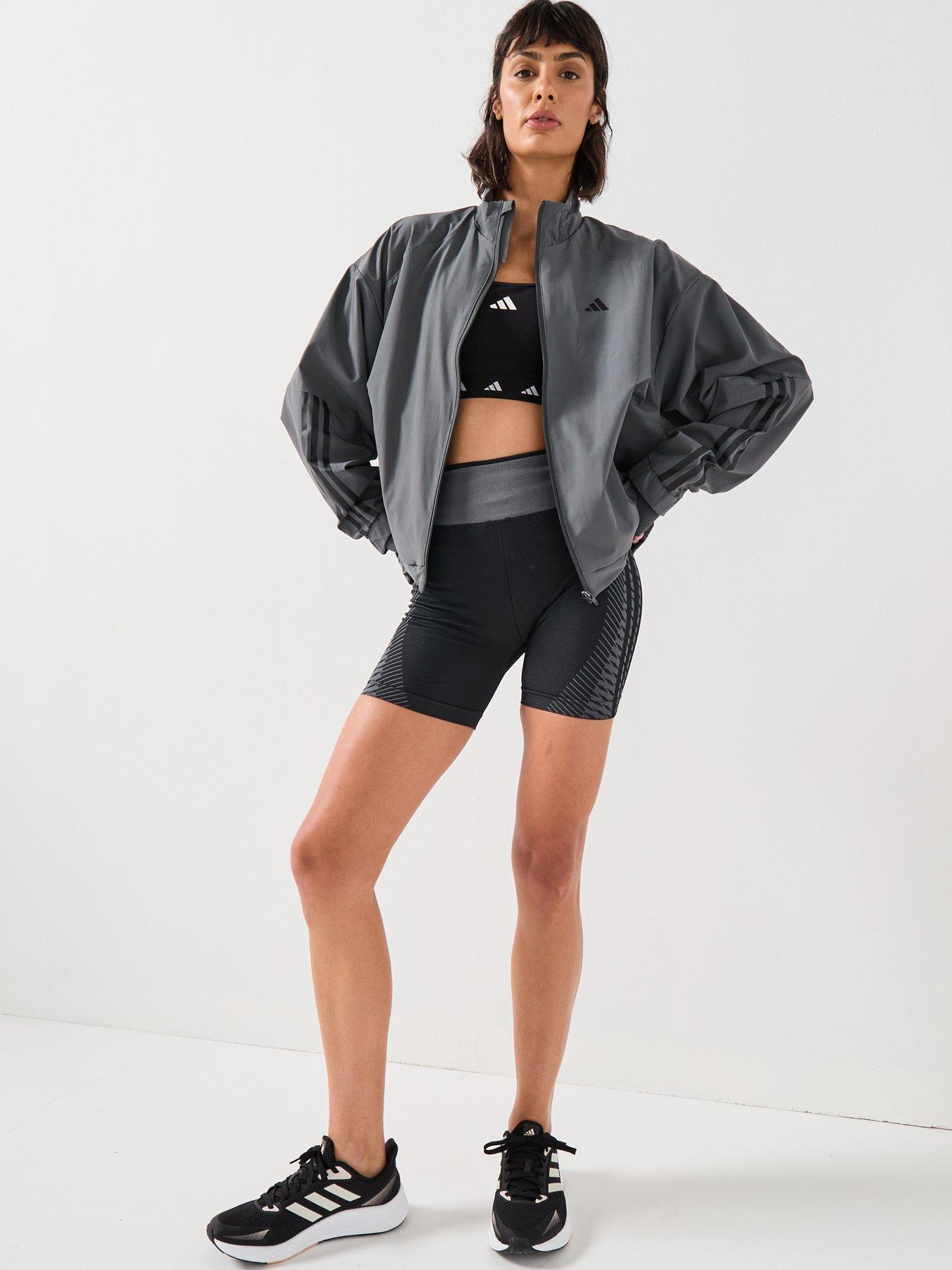 Image 3 of 6 of adidas Womens Training Hyperglam Windbreaker Jacket - Grey