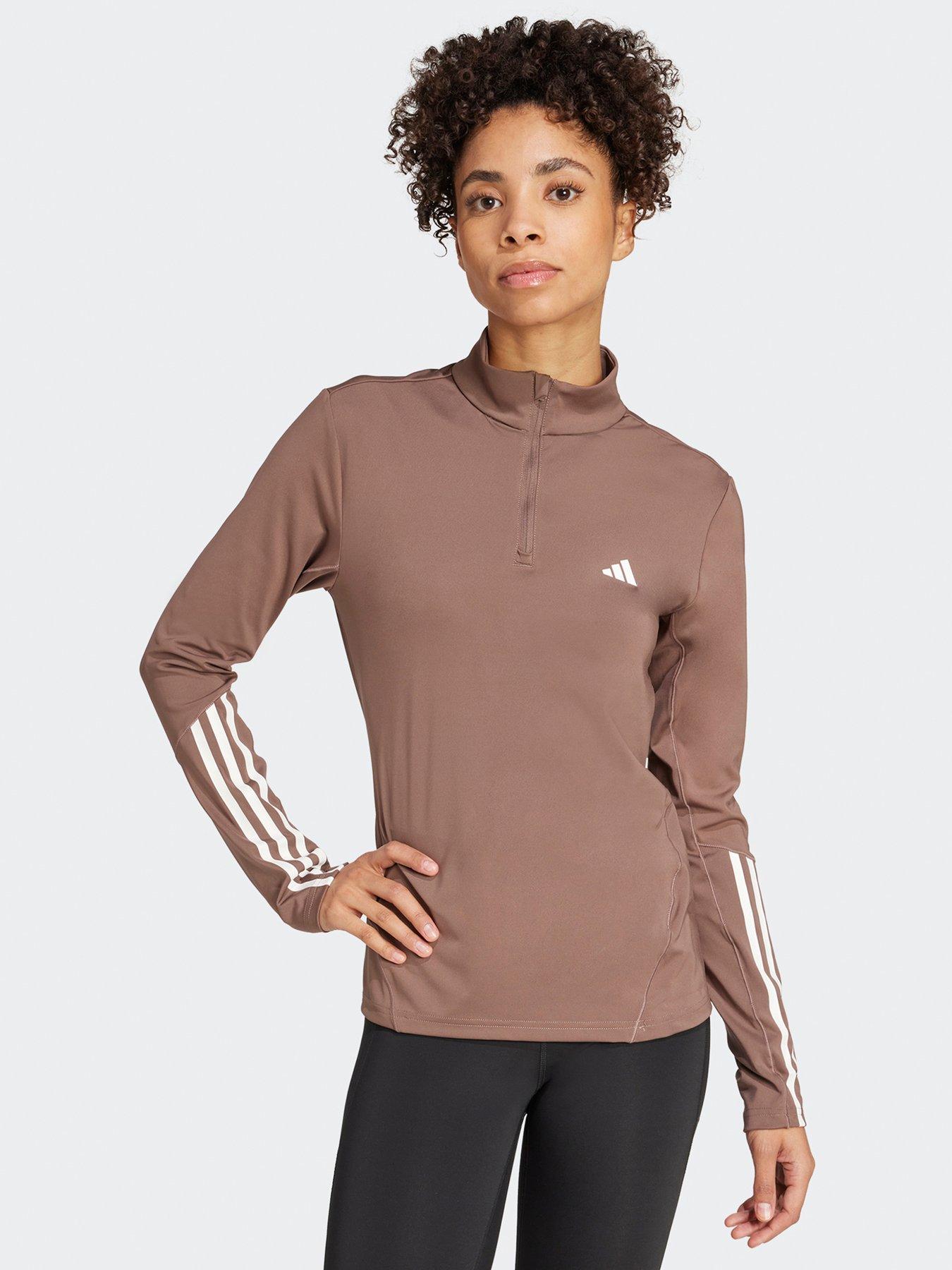 adidas-womens-training-hyperglam-14-zip-top-brown