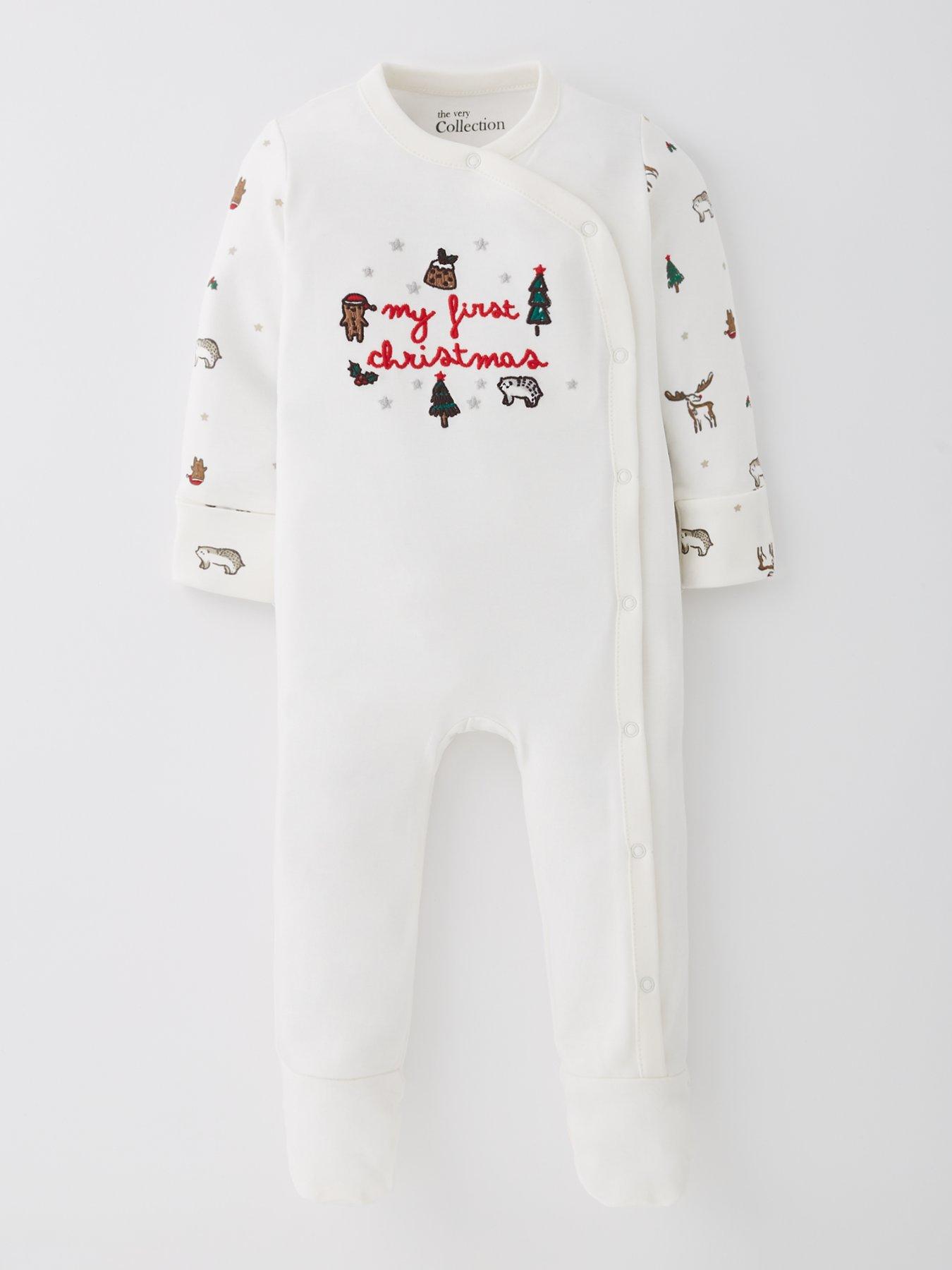 The Very Collection Unisex My First Christmas Sleepsuit - Cream