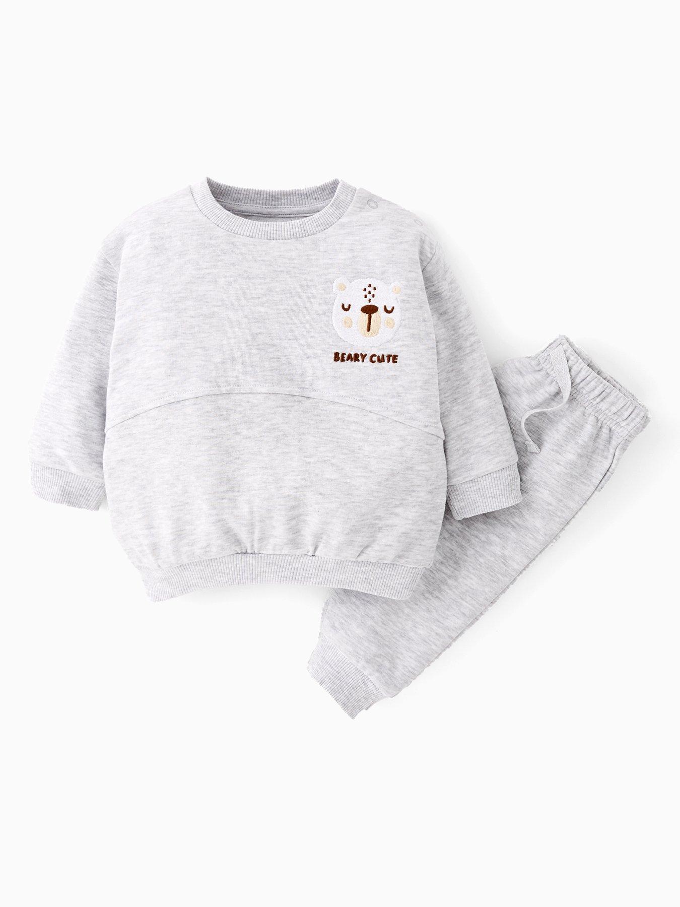 The Very Collection Baby Boys Bear Sweat And Legging Set - Grey