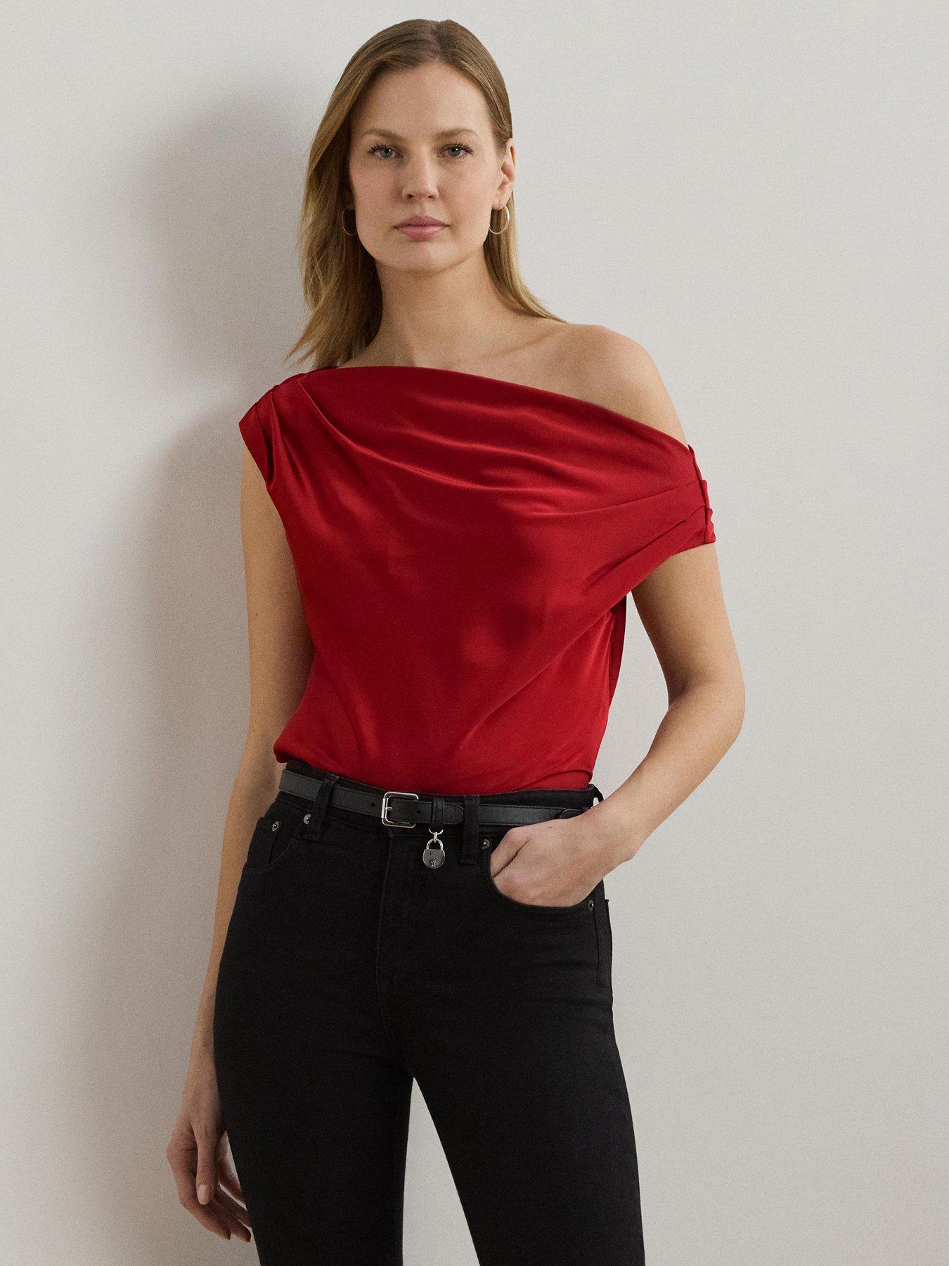 Lauren by Ralph Lauren Kinthea Short Sleeve Blouse - Red
