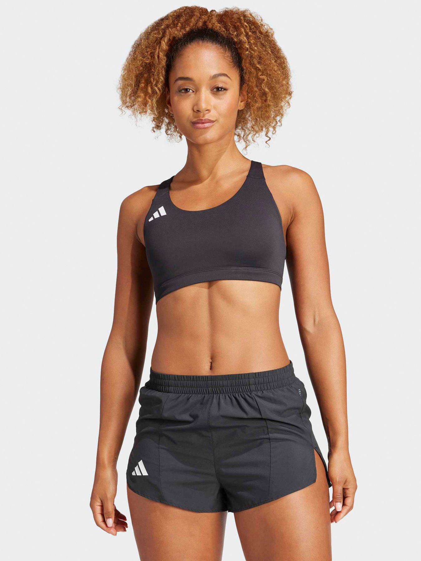 adidas Womens Running Adizero Mid Support C-D Cup Sports Bra - Black