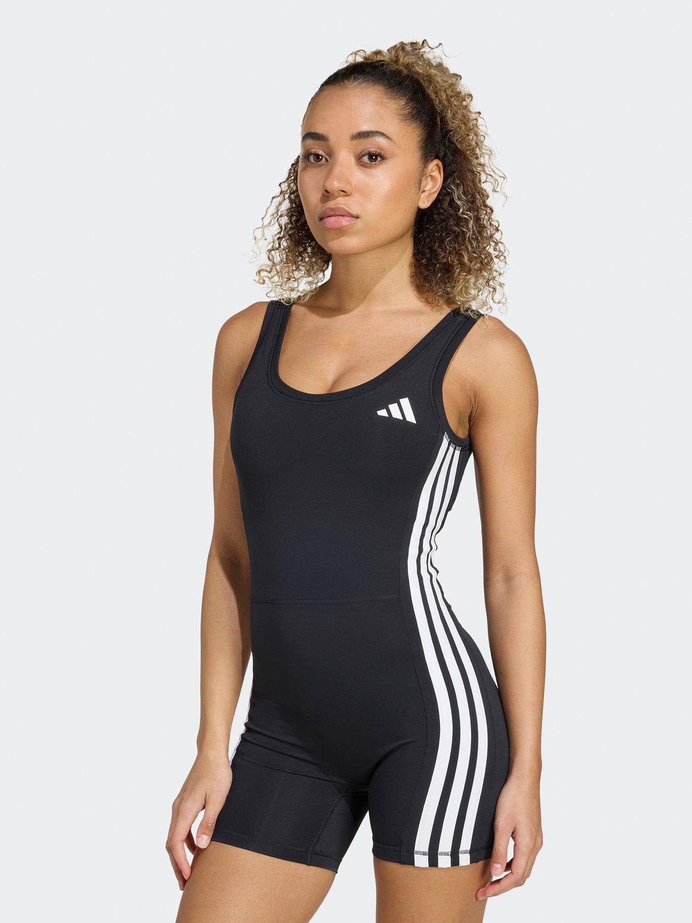 adidas Womens Training Optime 3 Stripe All In One - Black